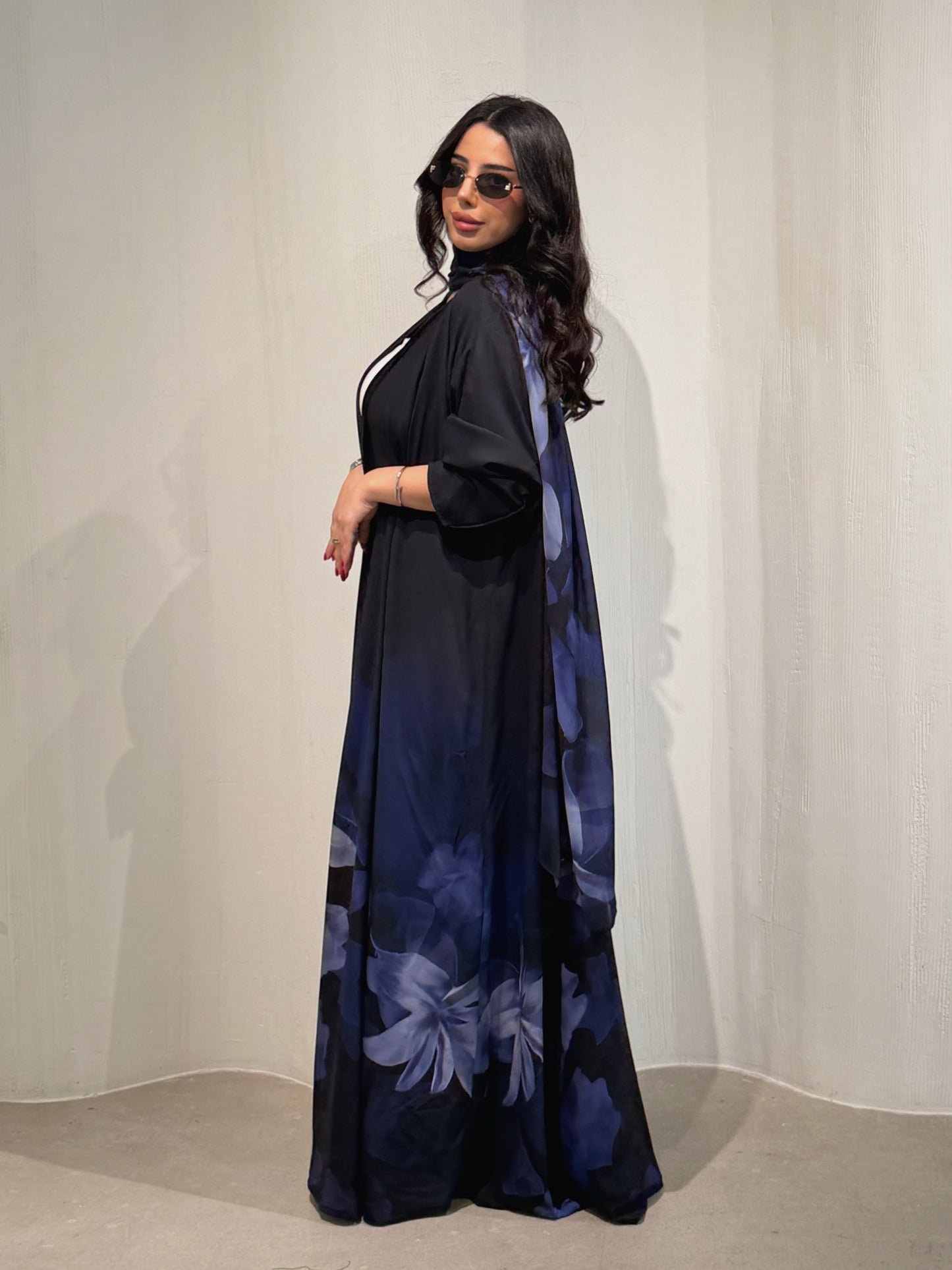 N171 - Chiffon purple A cut abaya with matching headscarf