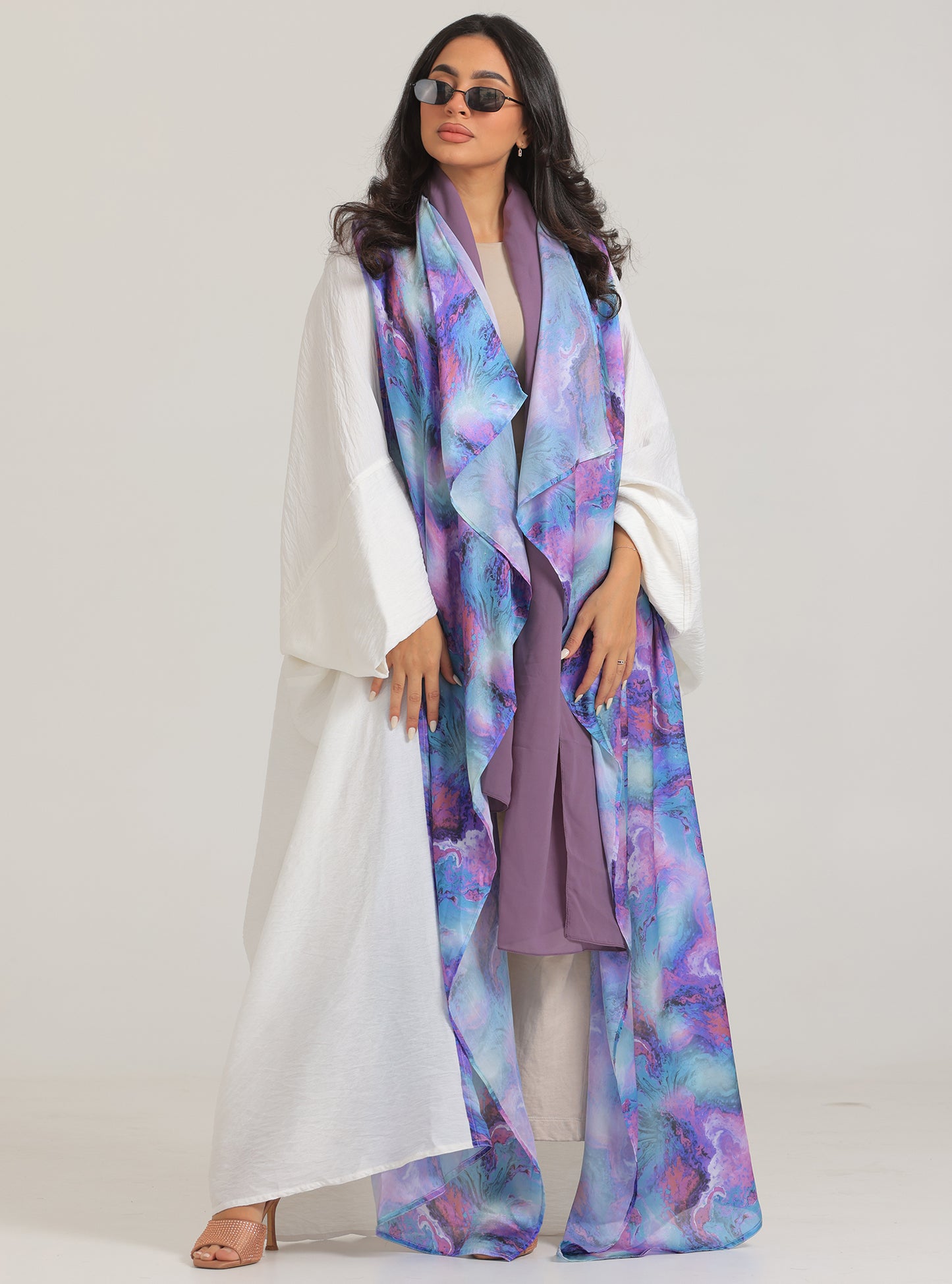 N028 - Linen abaya with tie die silk touch