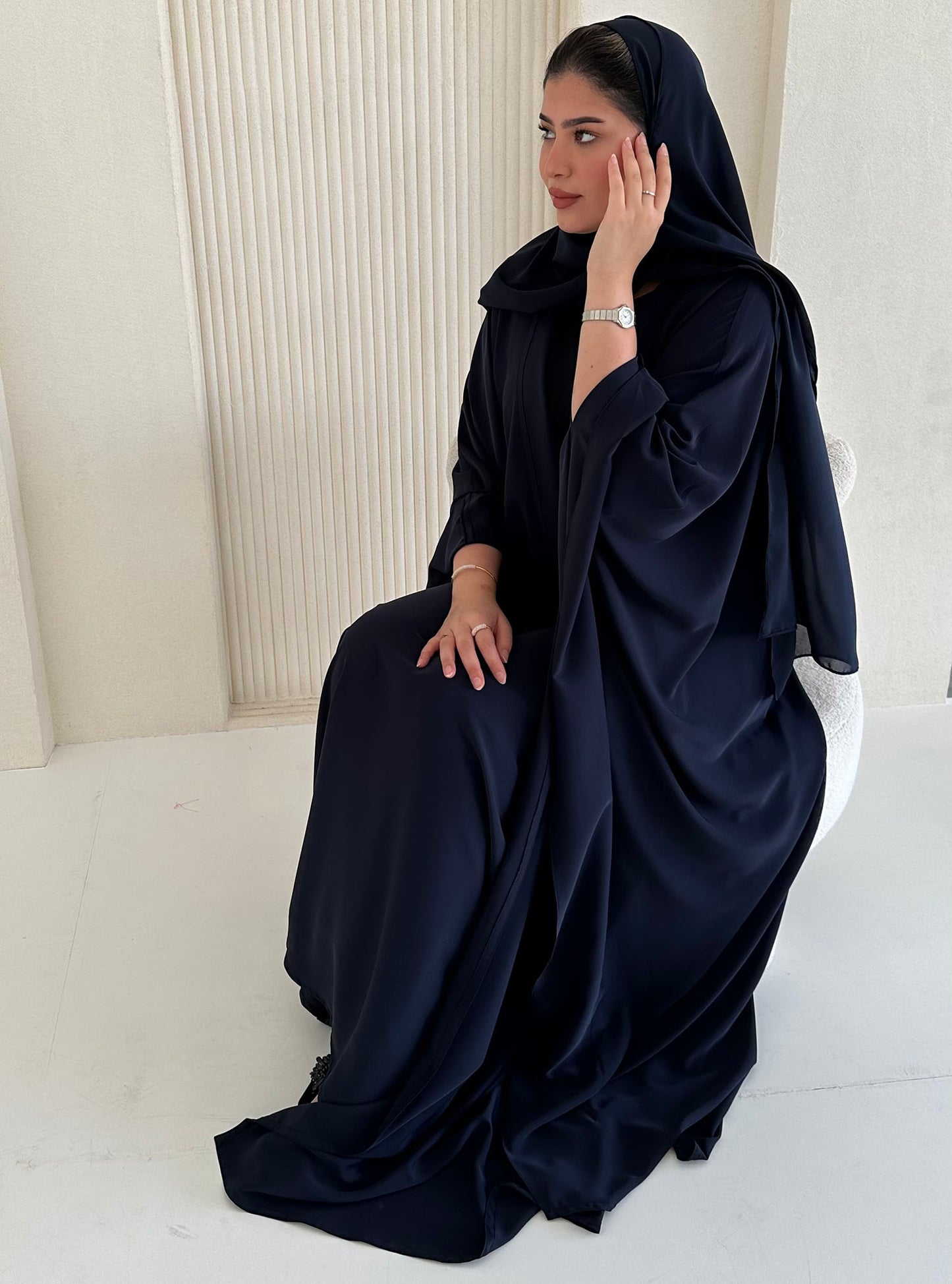 N059 - Navy butterfly abaya