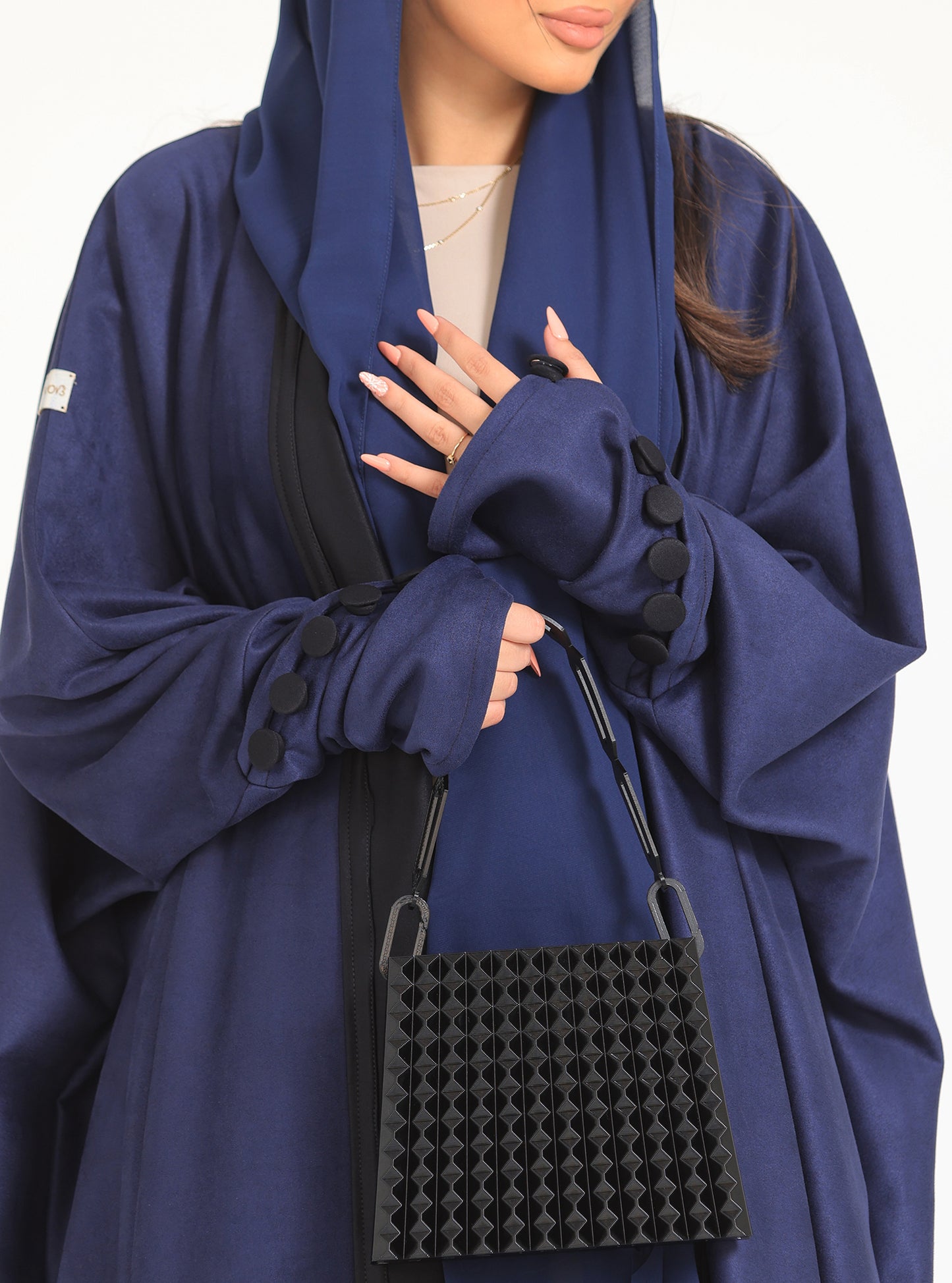 N009 - navy cuffed sleeves abaya