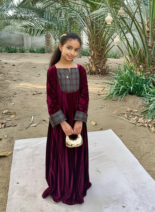 N156 - Velvet plaid kaftan