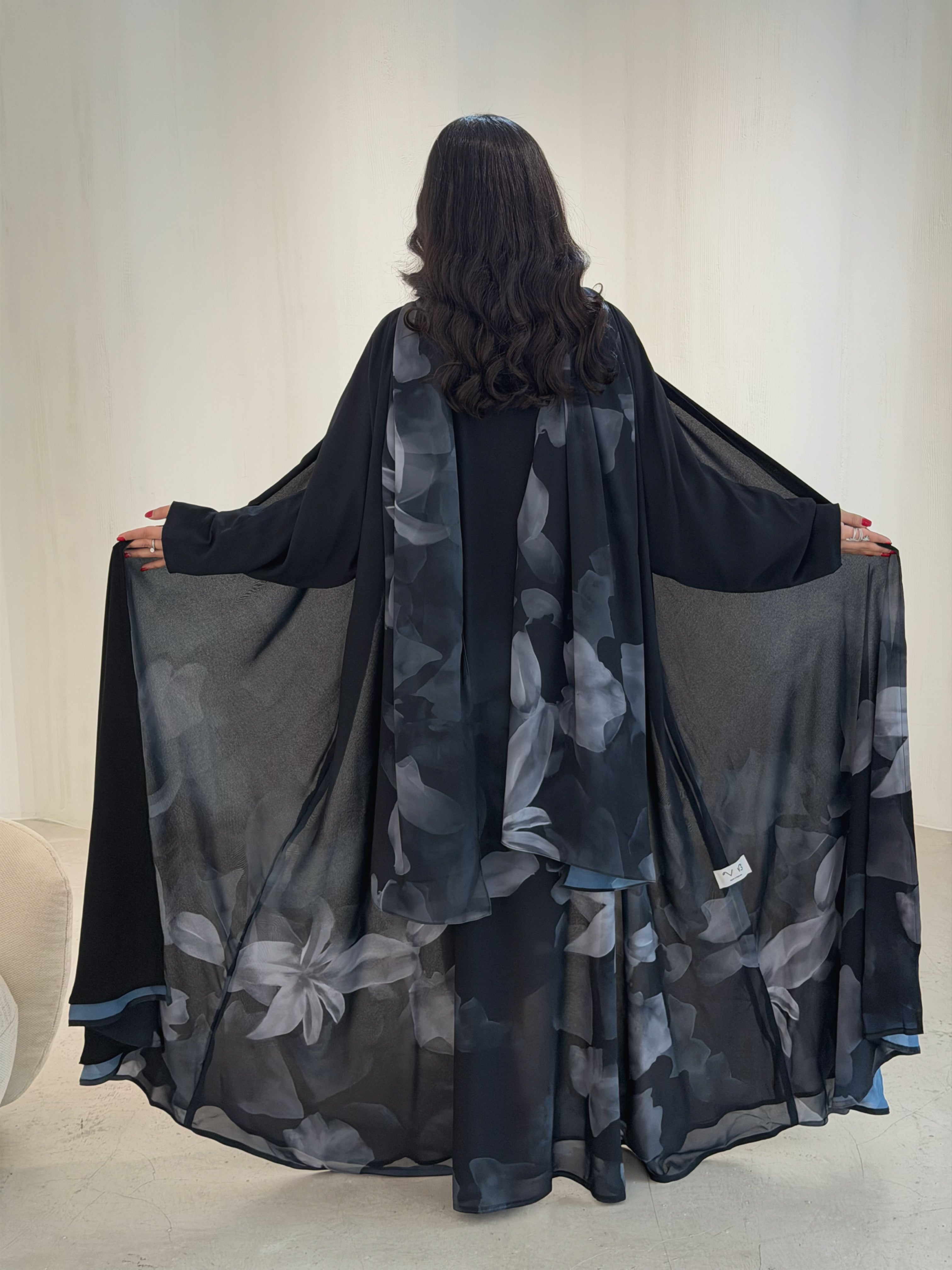 N170 - Chiffon grey A cut abaya with matching headscarf