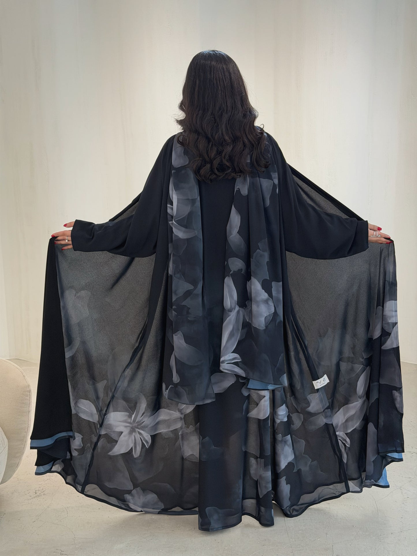 N170 - Chiffon grey A cut abaya with matching headscarf