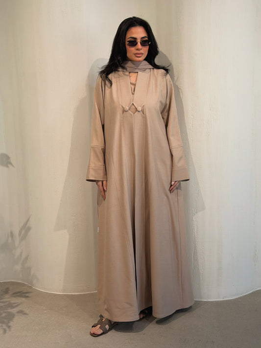 N169 - Noir beige abaya