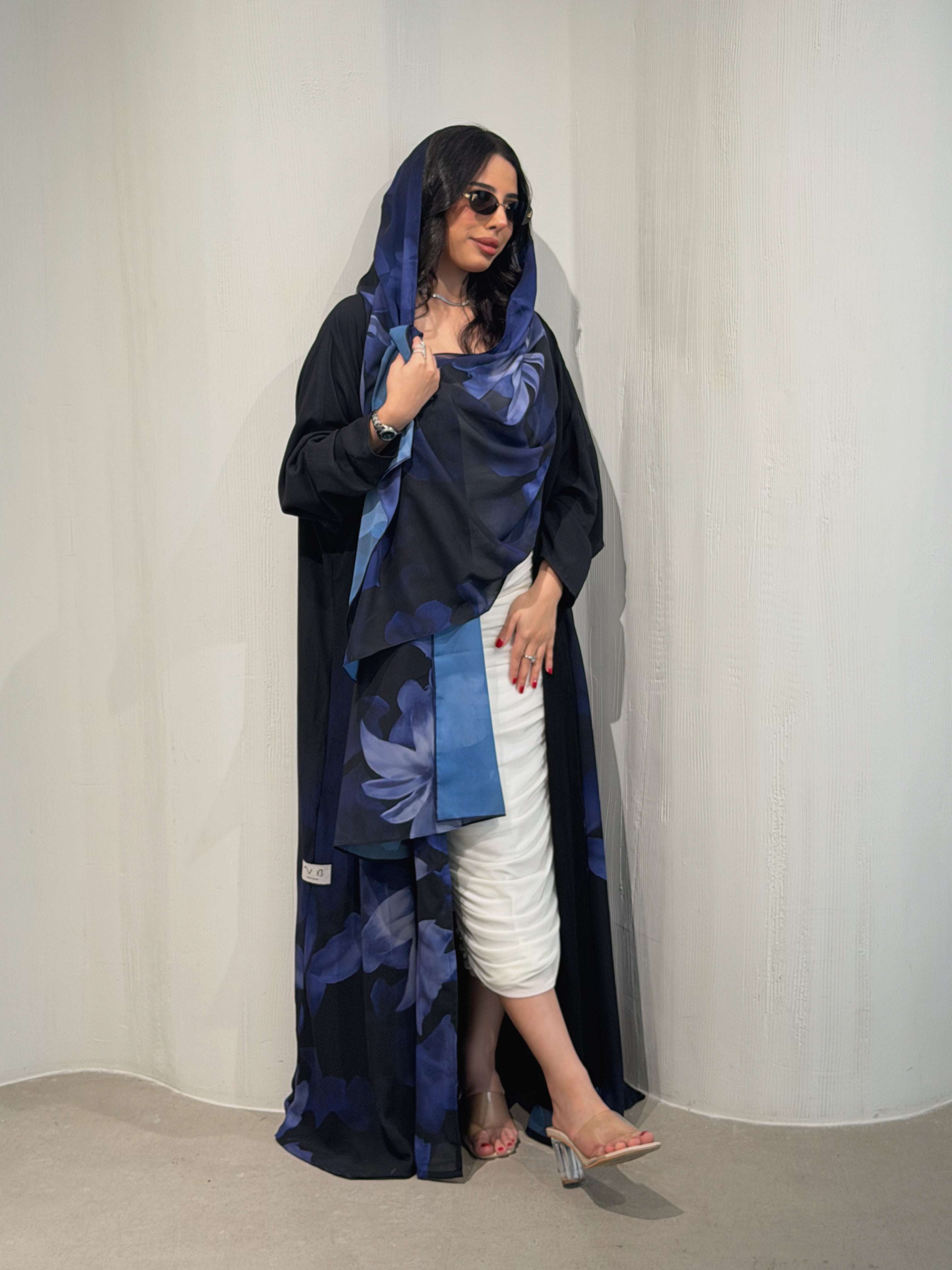 N171 - Chiffon purple A cut abaya with matching headscarf