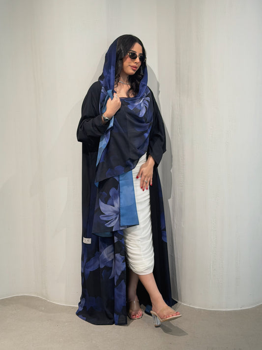 N171 - Chiffon purple A cut abaya with matching headscarf