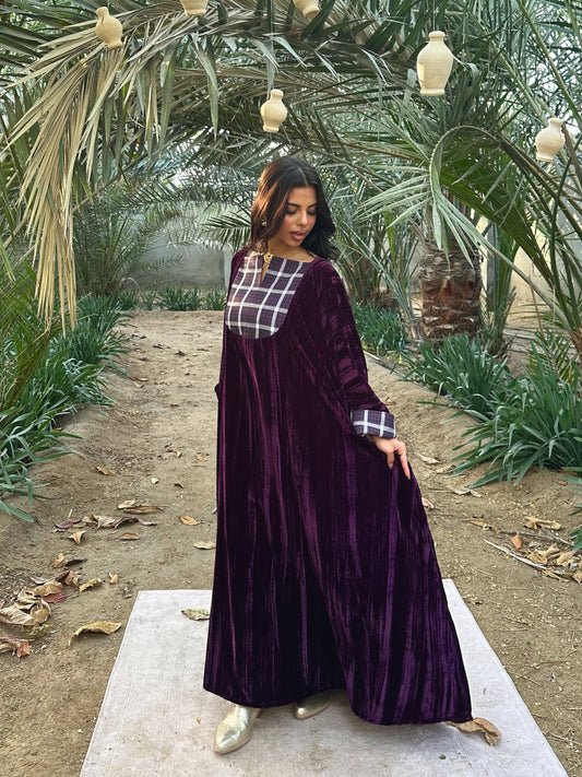 N155 - Velvet plaid kaftan