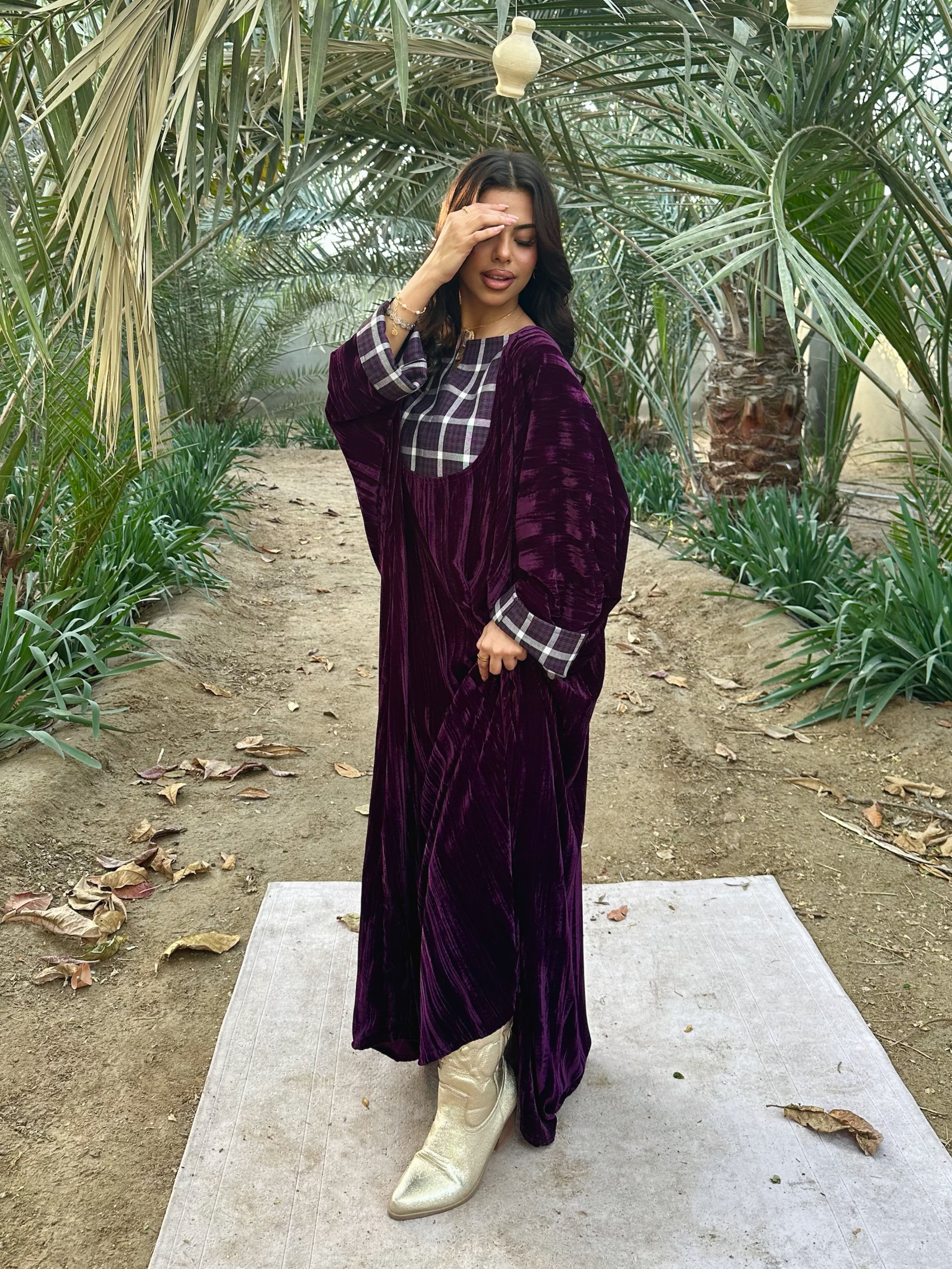 N155 - Velvet plaid kaftan