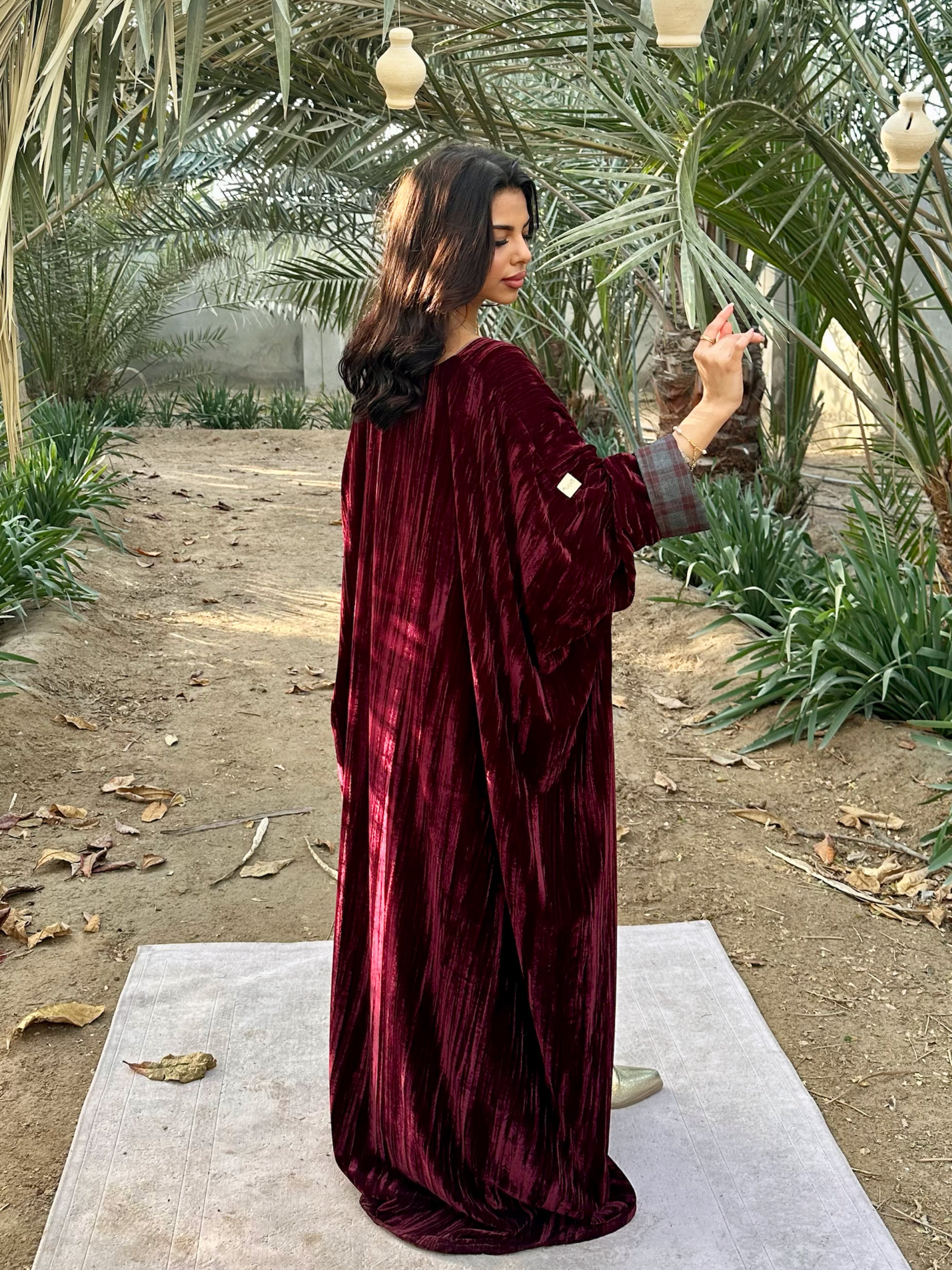 N154 - Velvet plaid kaftan