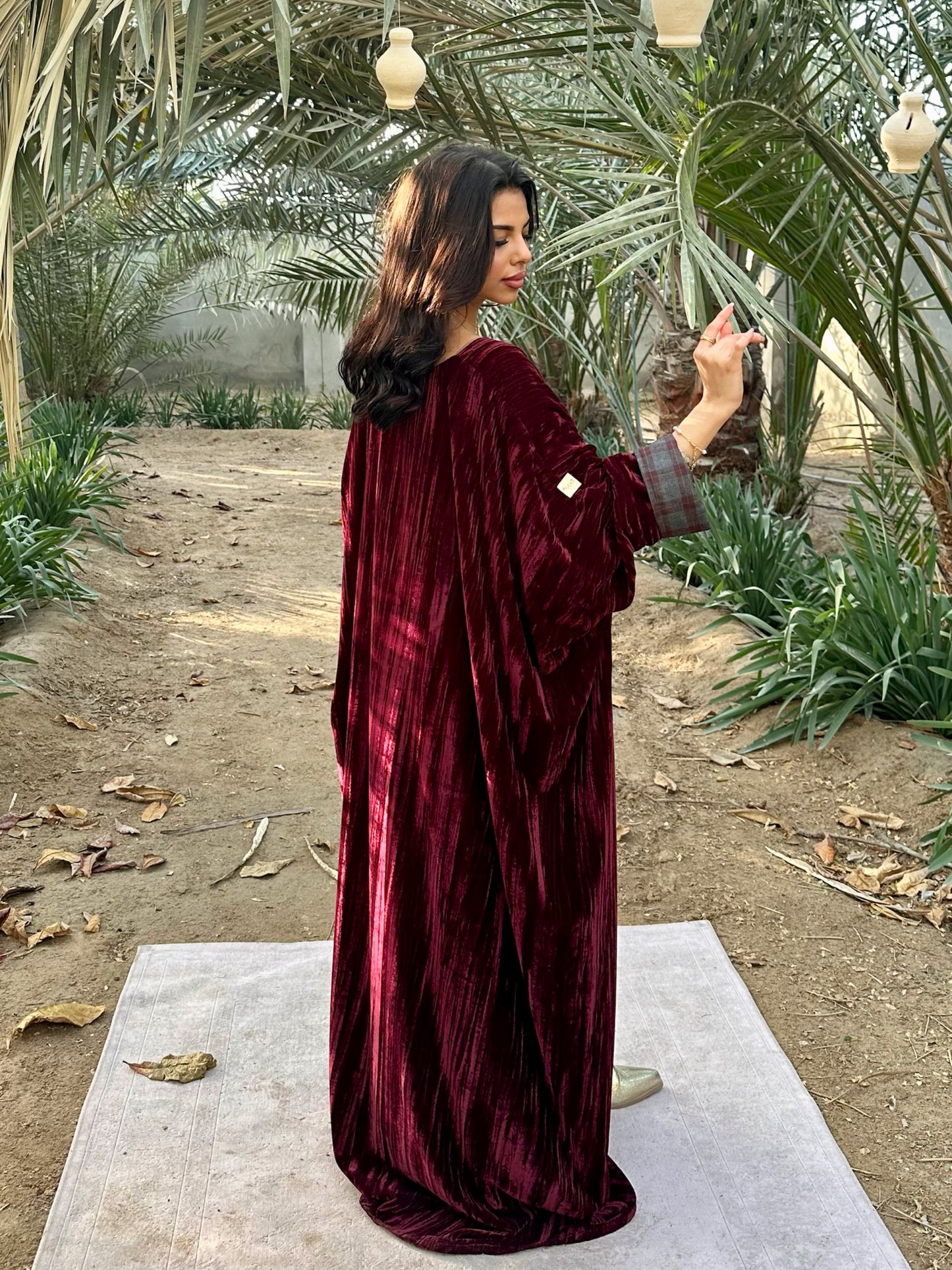 N154 - Velvet plaid kaftan