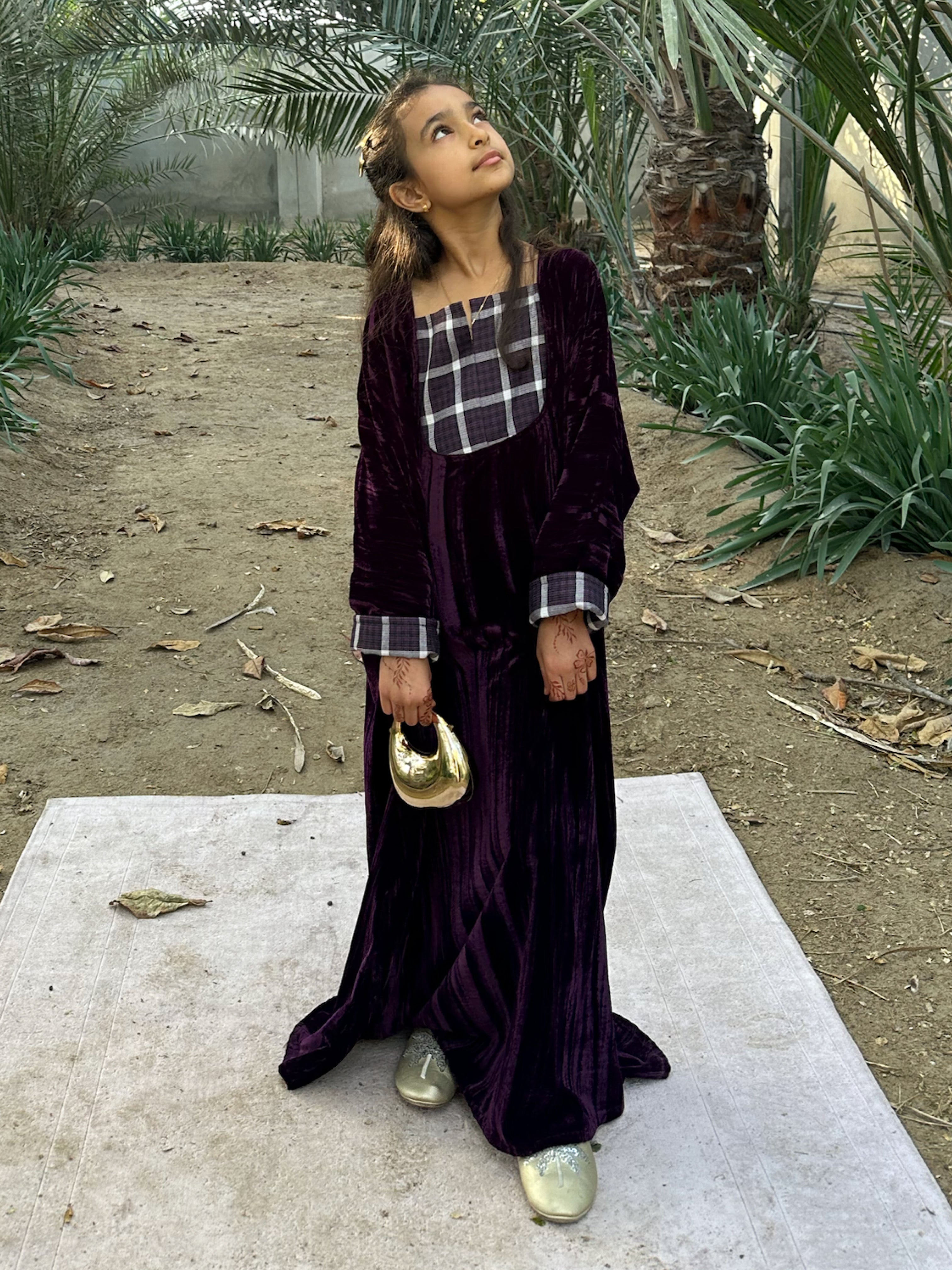 N157 - Velvet plaid kaftan