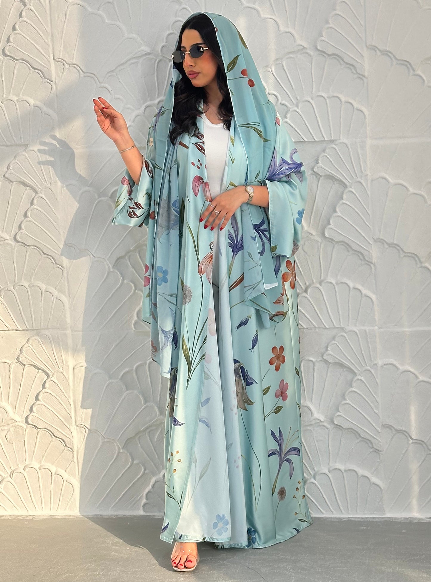 N098 - Floral A cut Tiffany abaya