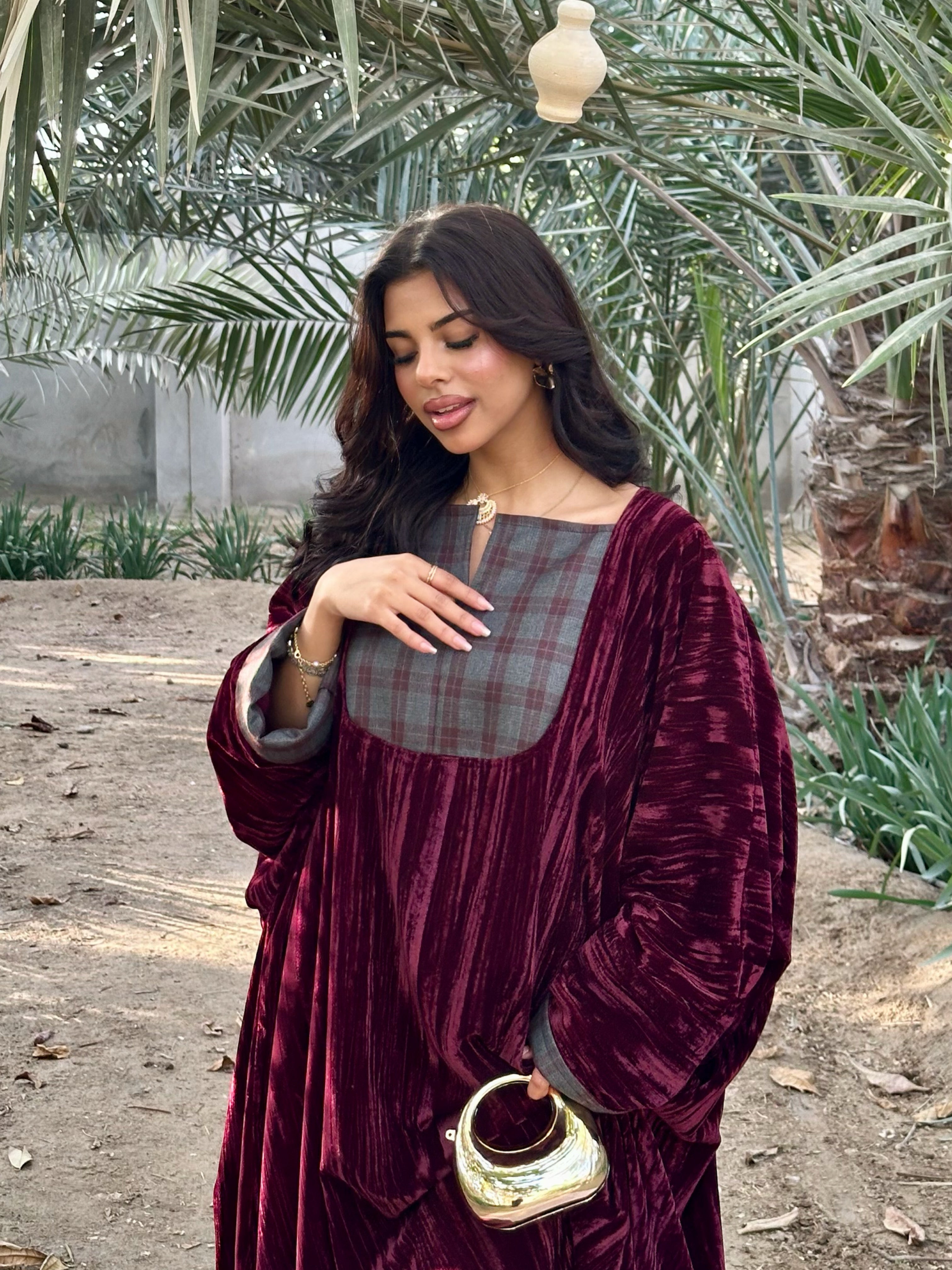 N154 - Velvet plaid kaftan