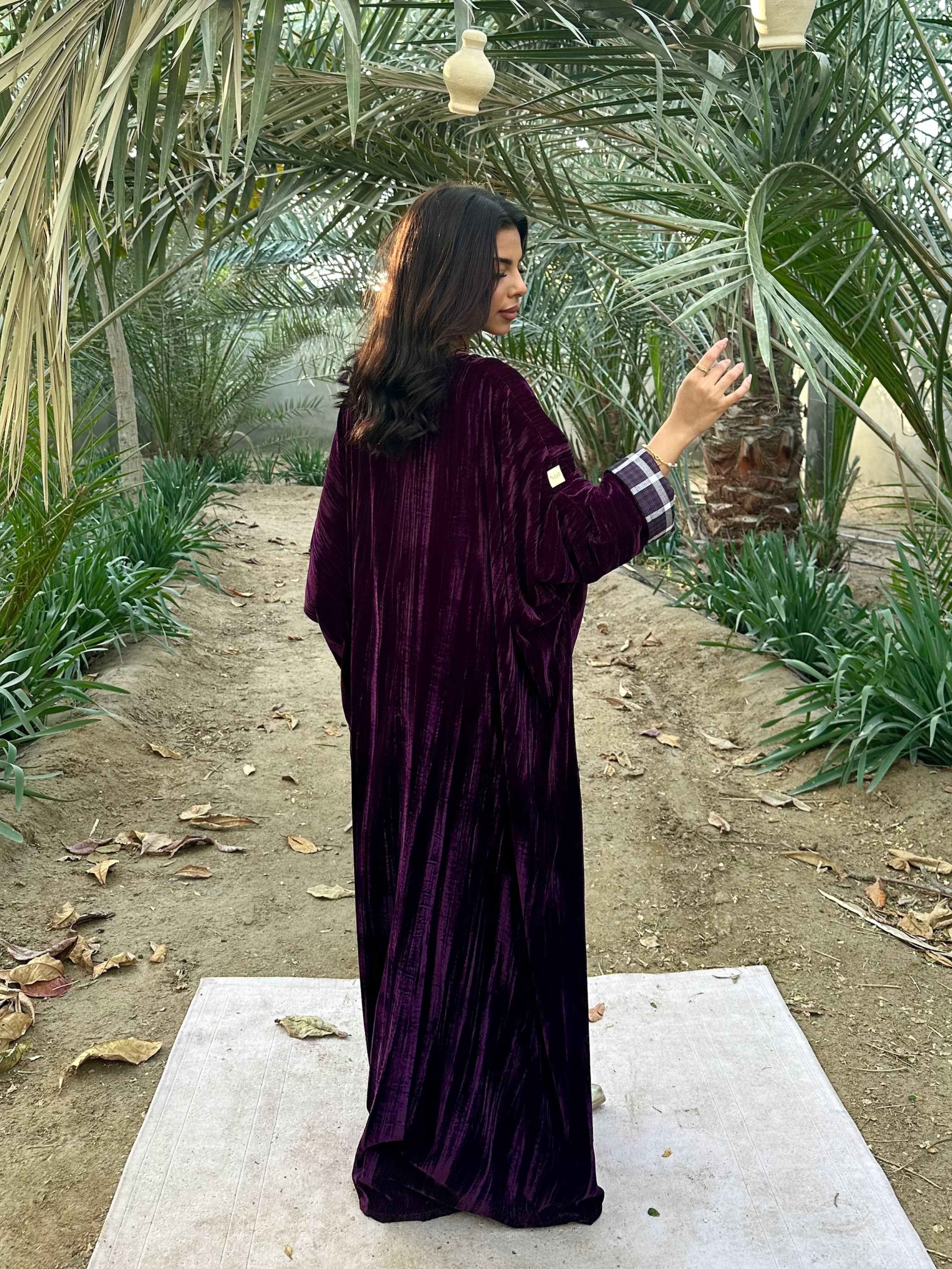 N155 - Velvet plaid kaftan