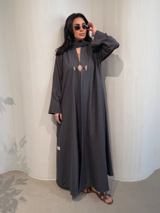 N167 - Noir grey abaya