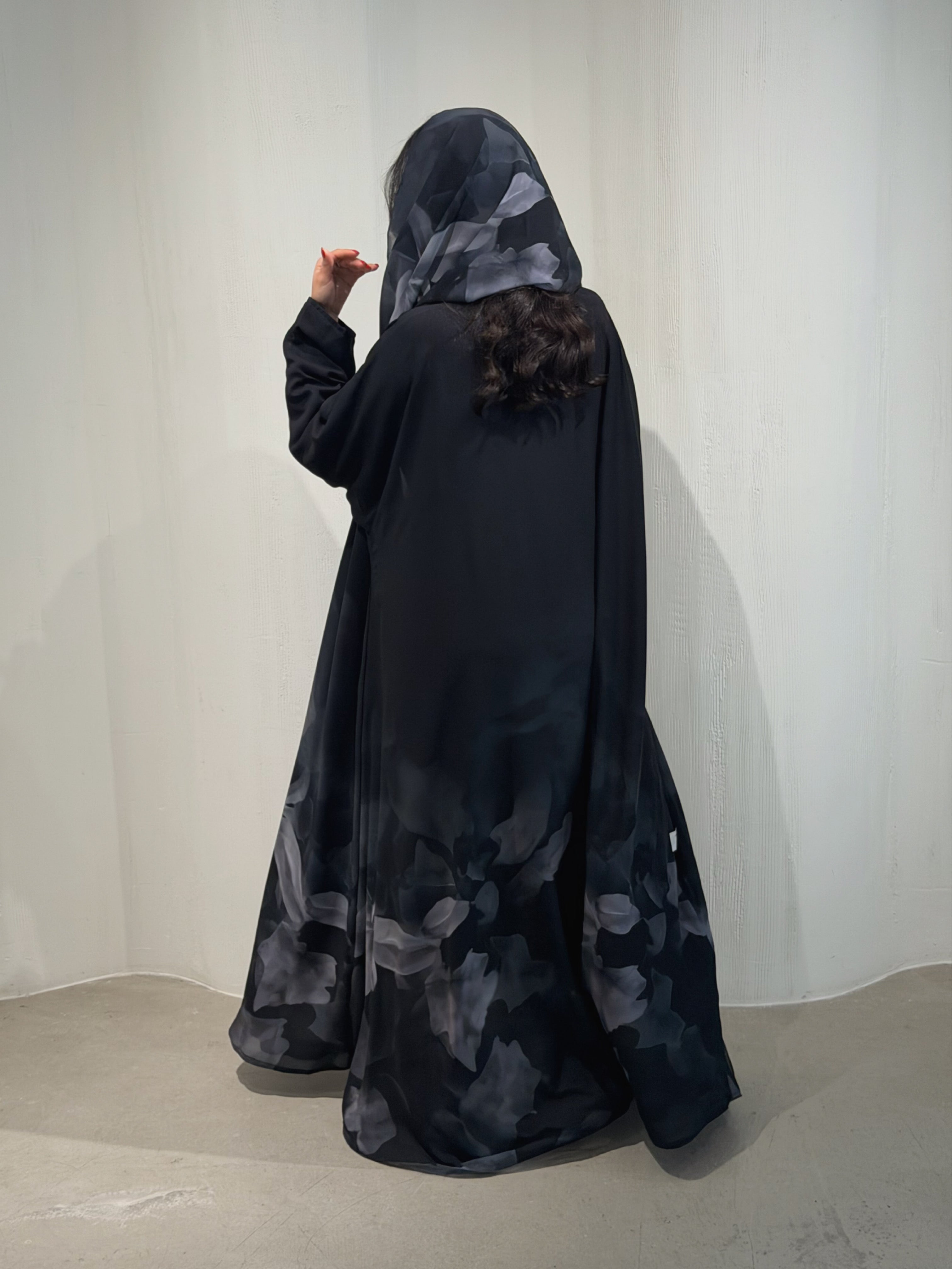 N170 - Chiffon grey A cut abaya with matching headscarf