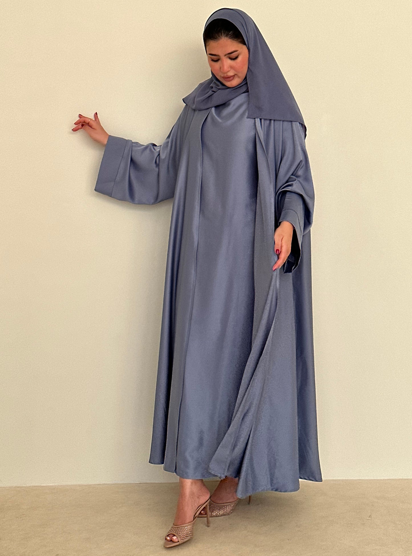 N082 - Blue abaya 3 piece set