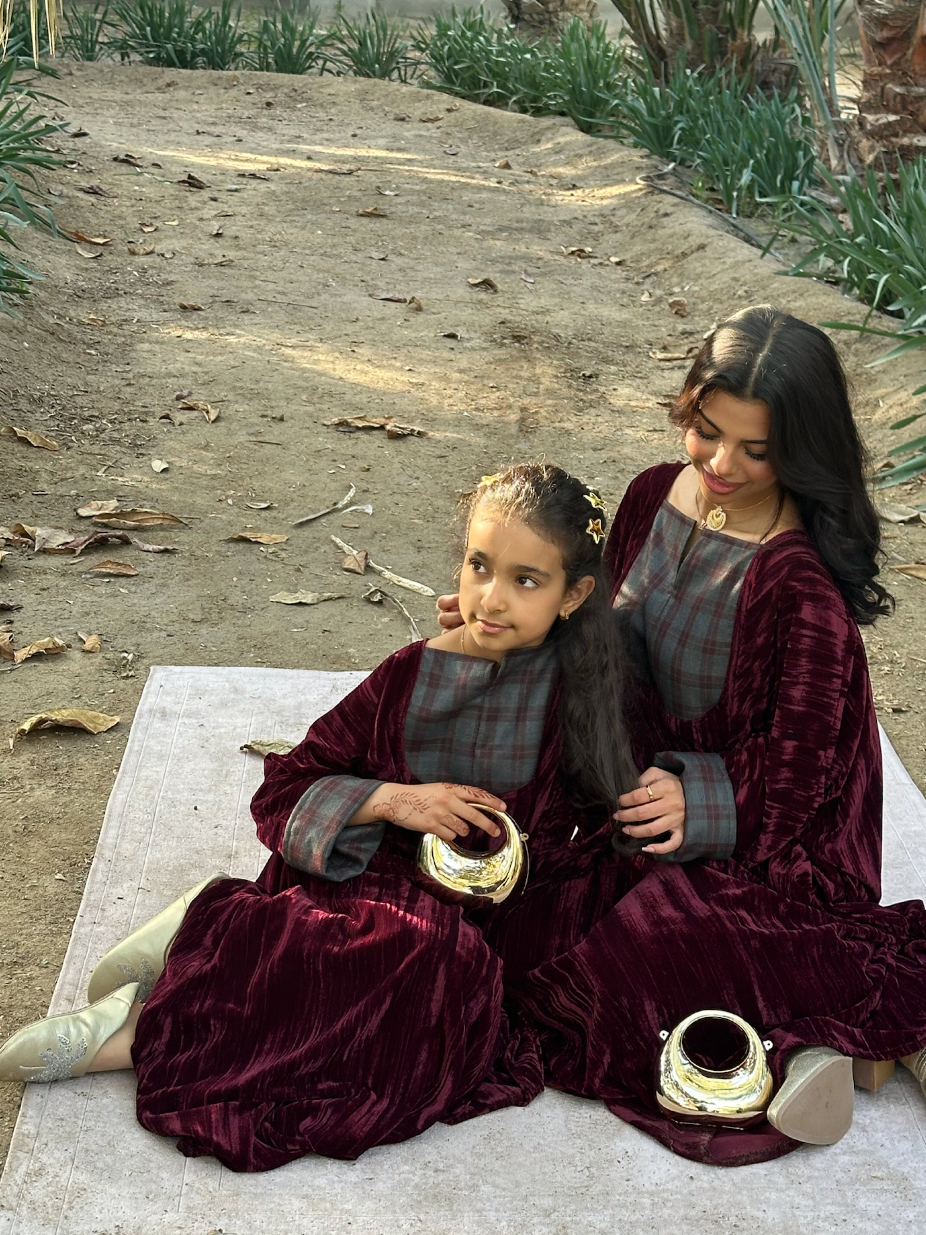 N156 - Velvet plaid kaftan