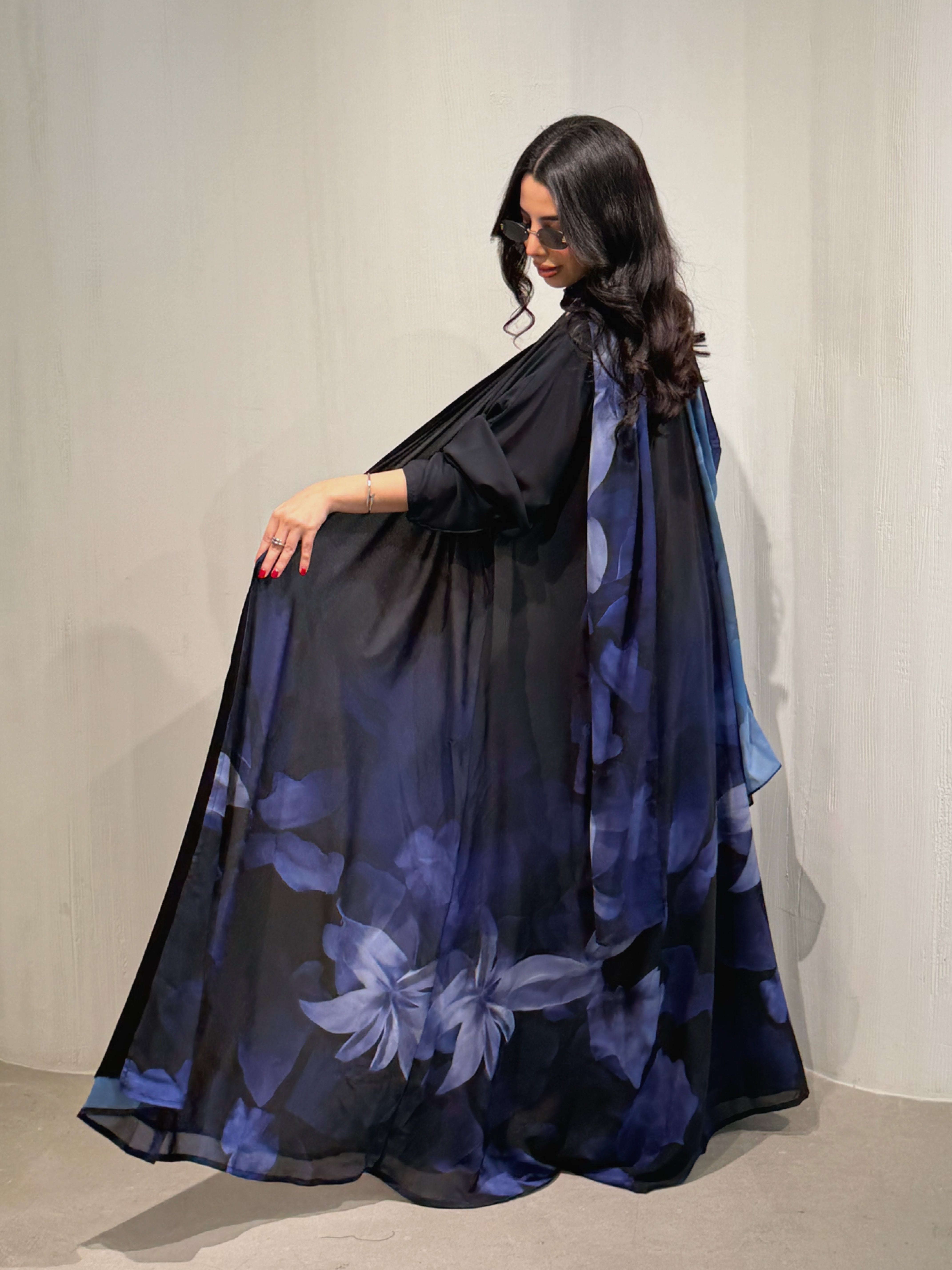 N171 - Chiffon purple A cut abaya with matching headscarf