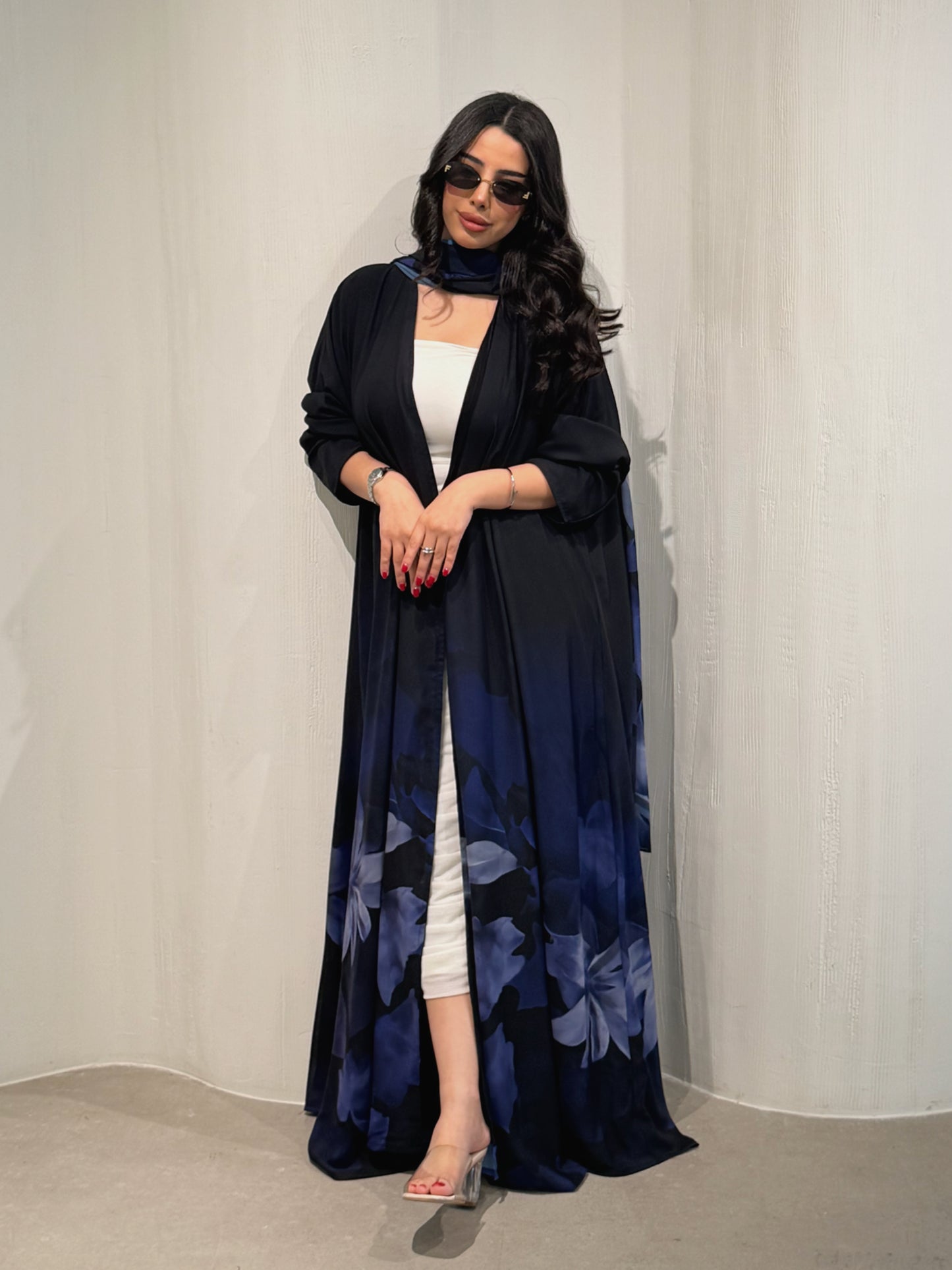 N171 - Chiffon purple A cut abaya with matching headscarf