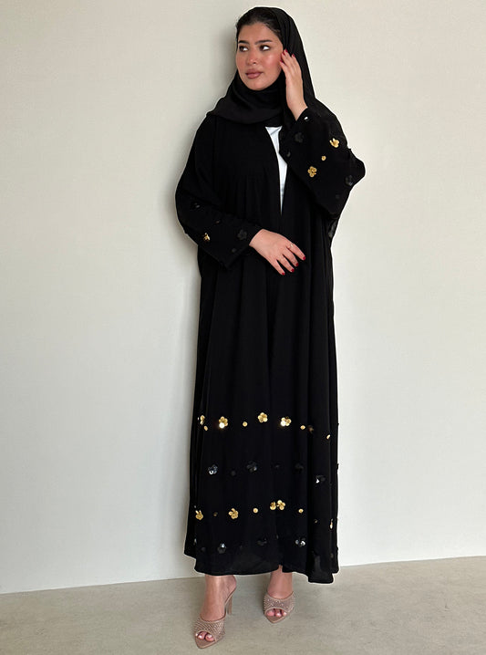 N086 - Floral accents abaya