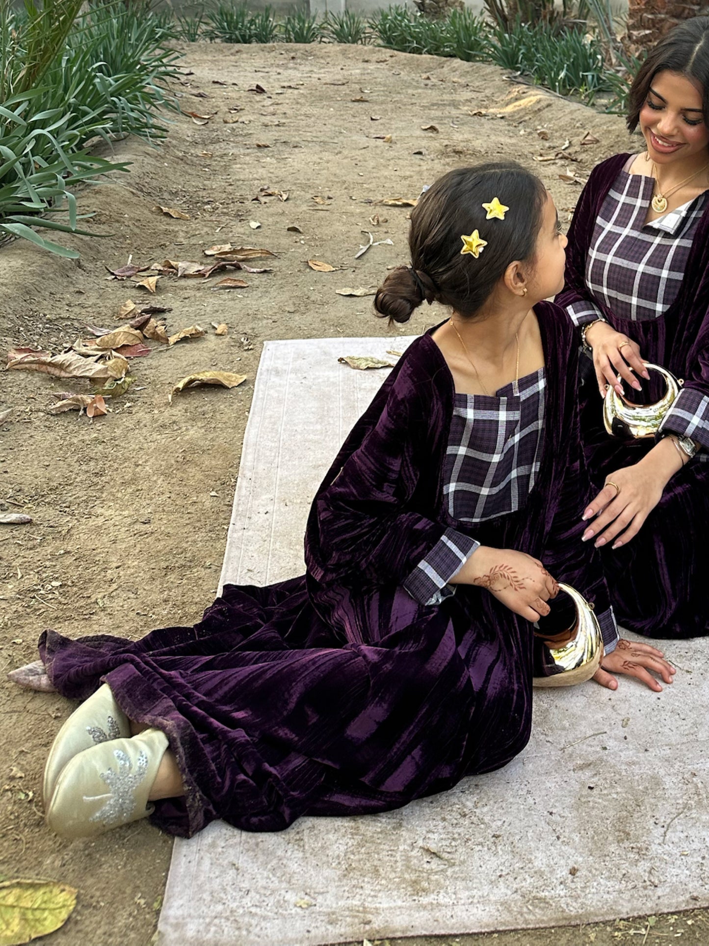 N157 - Velvet plaid kaftan