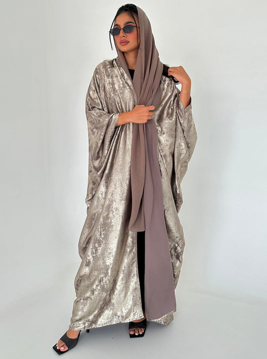 N027 - Shiny silk organza abaya