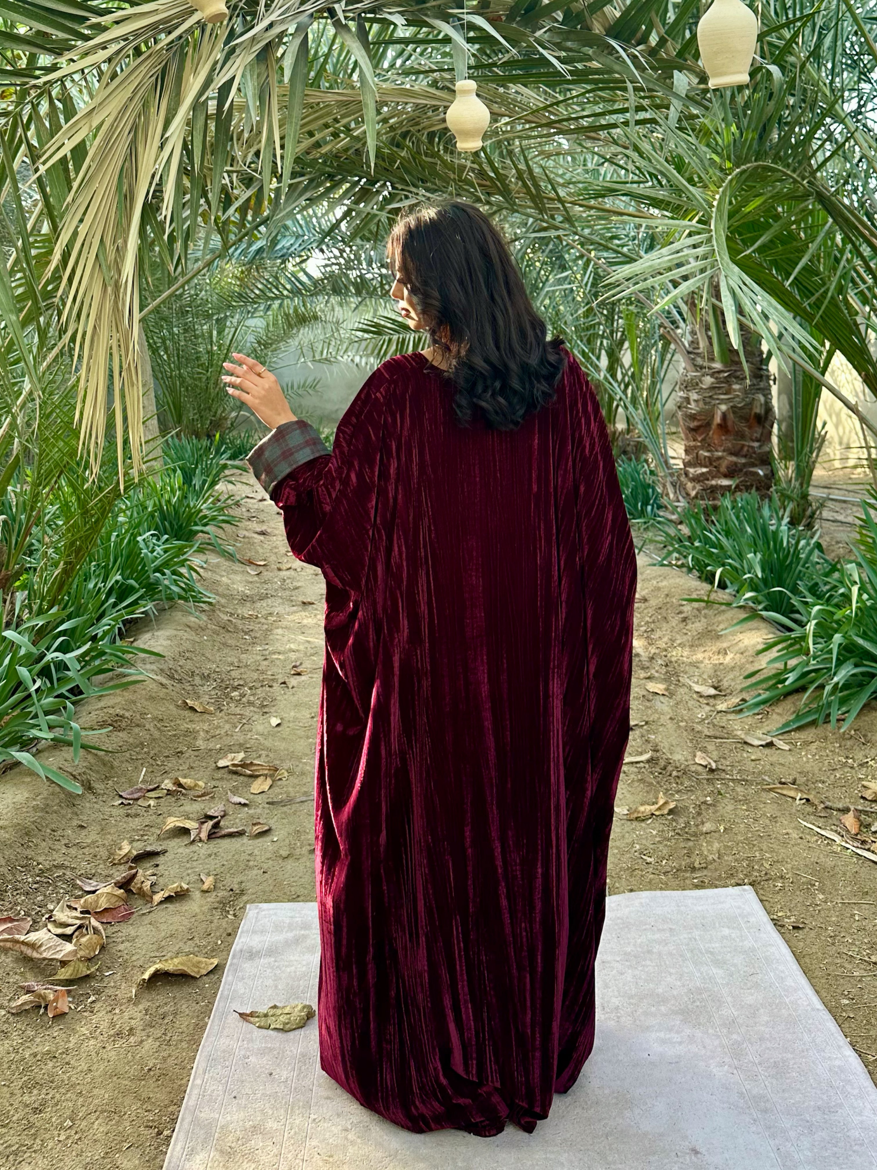 N154 - Velvet plaid kaftan