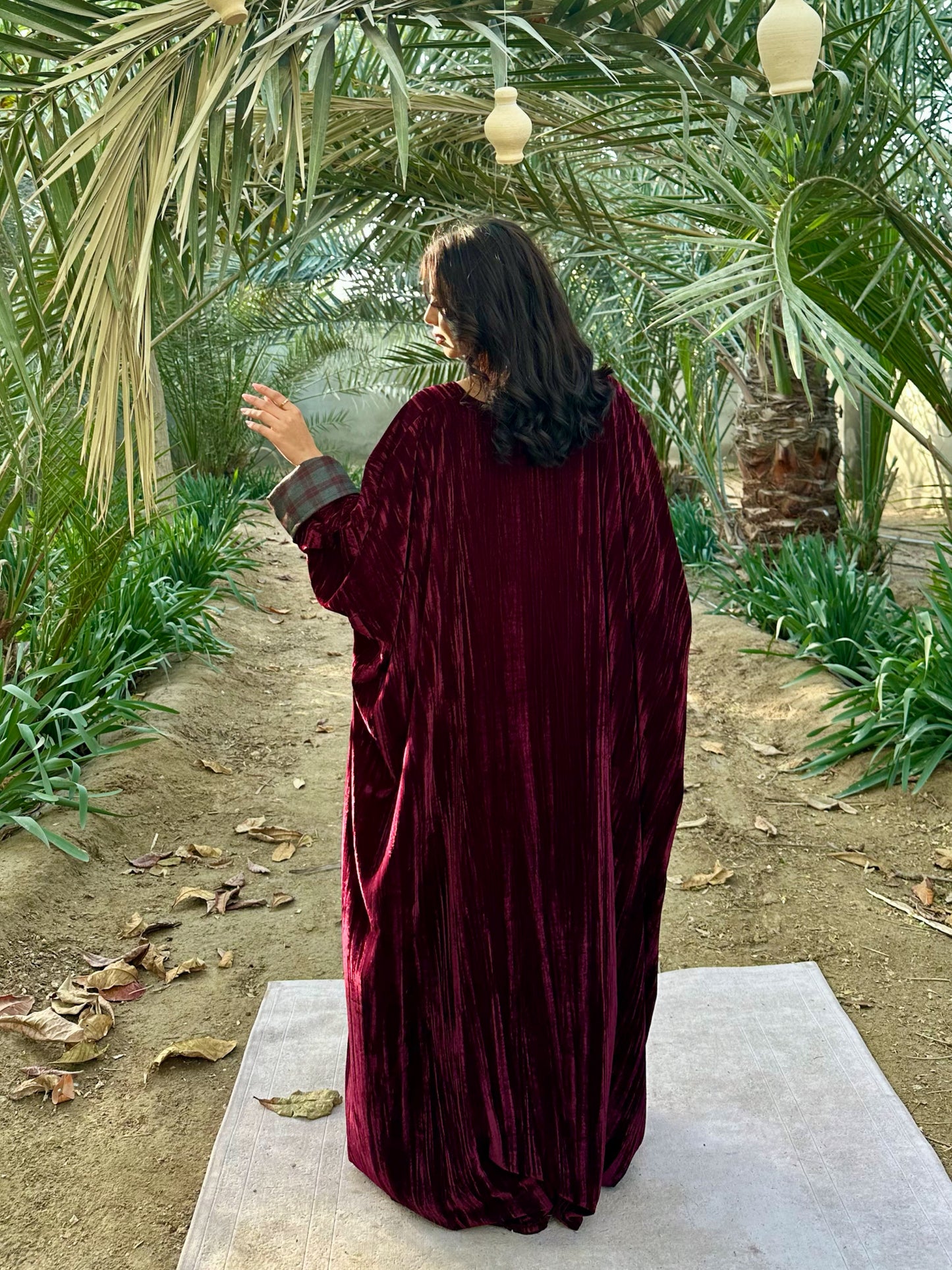 N154 - Velvet plaid kaftan