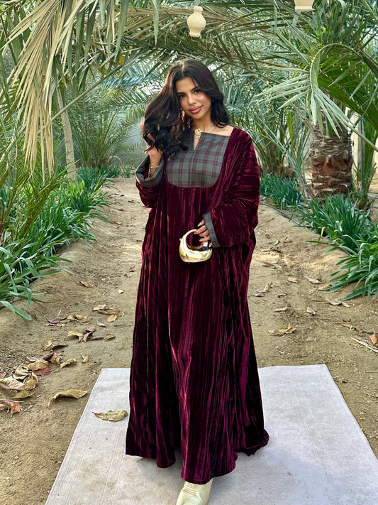 N154 - Velvet plaid kaftan