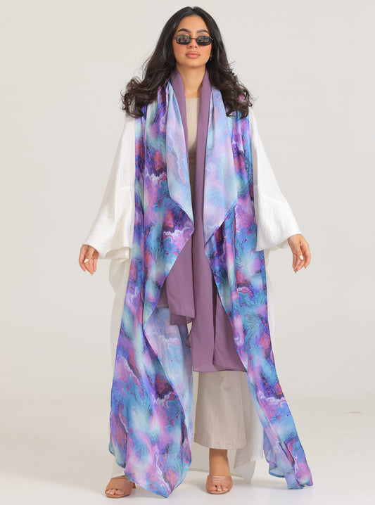N028 - Linen abaya with tie die silk touch