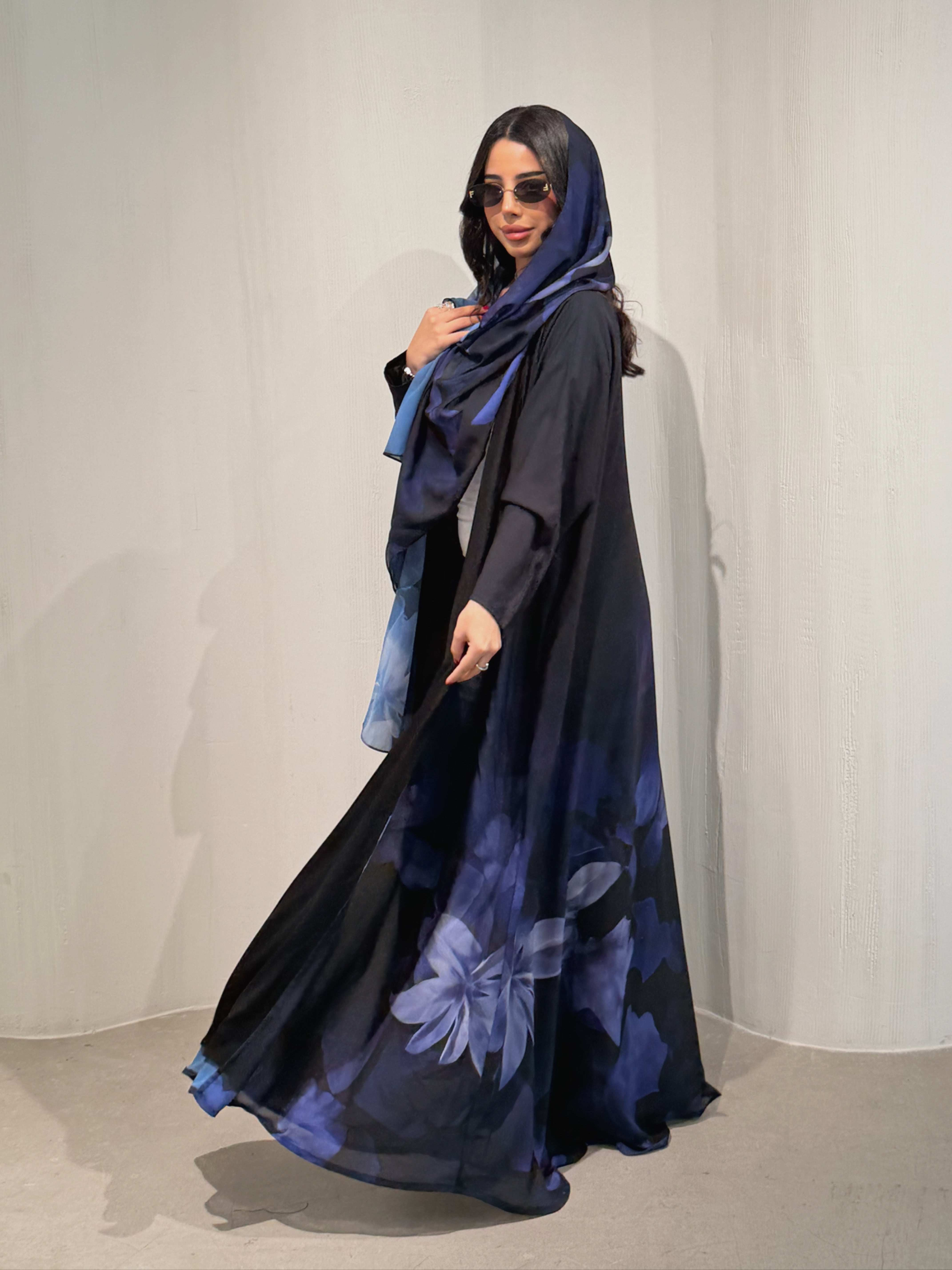 N171 - Chiffon purple A cut abaya with matching headscarf