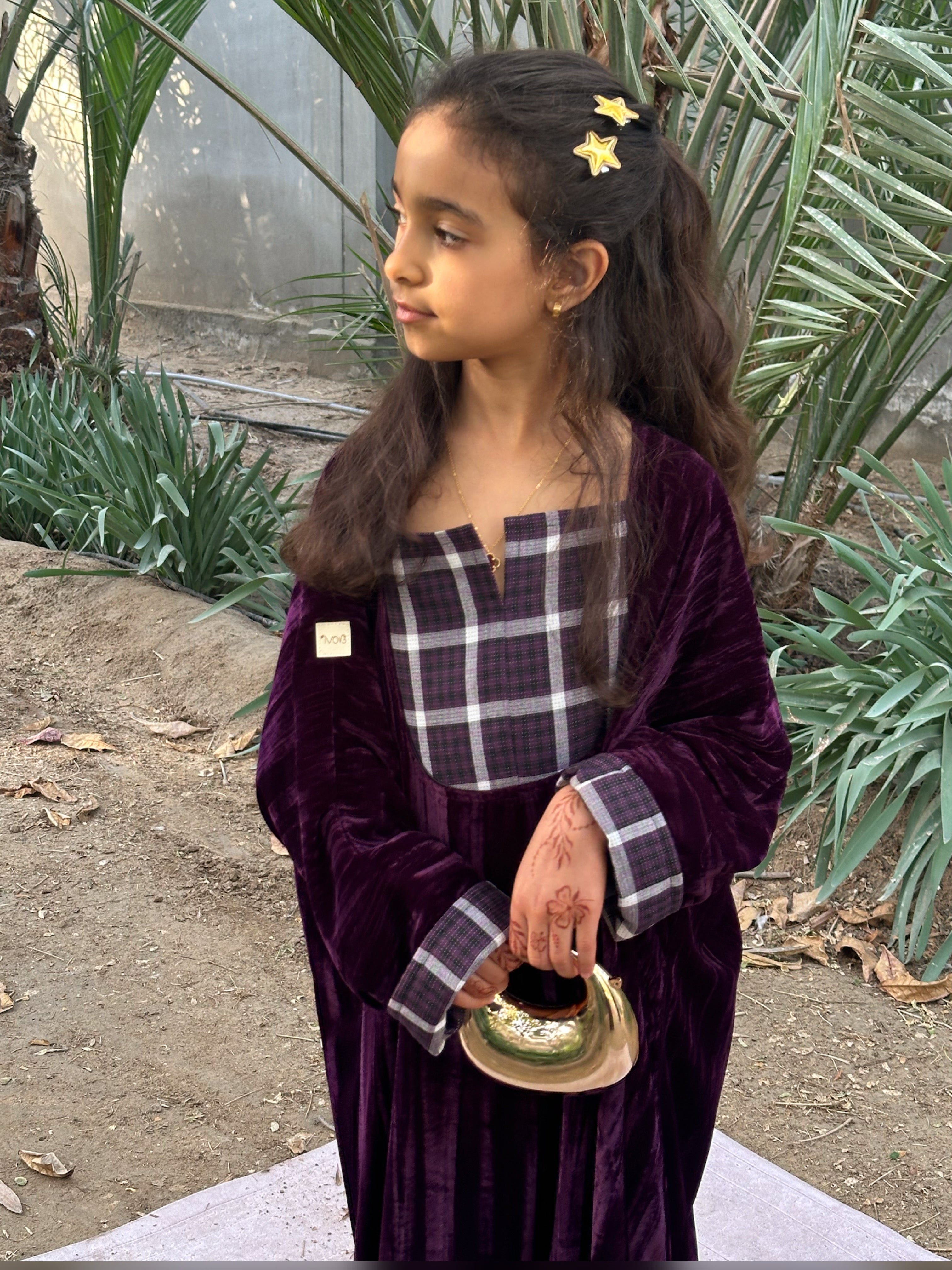 N157 - Velvet plaid kaftan