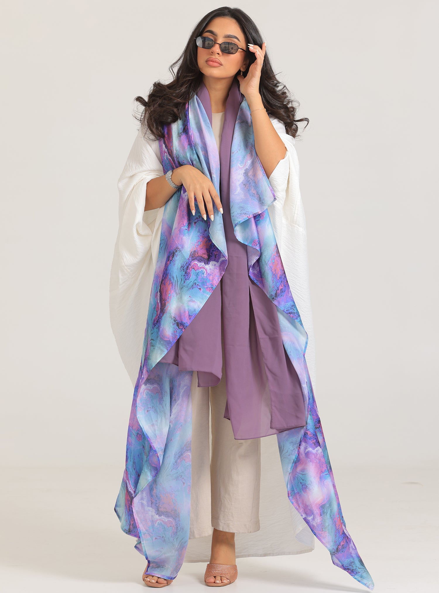 N028 - Linen abaya with tie die silk touch