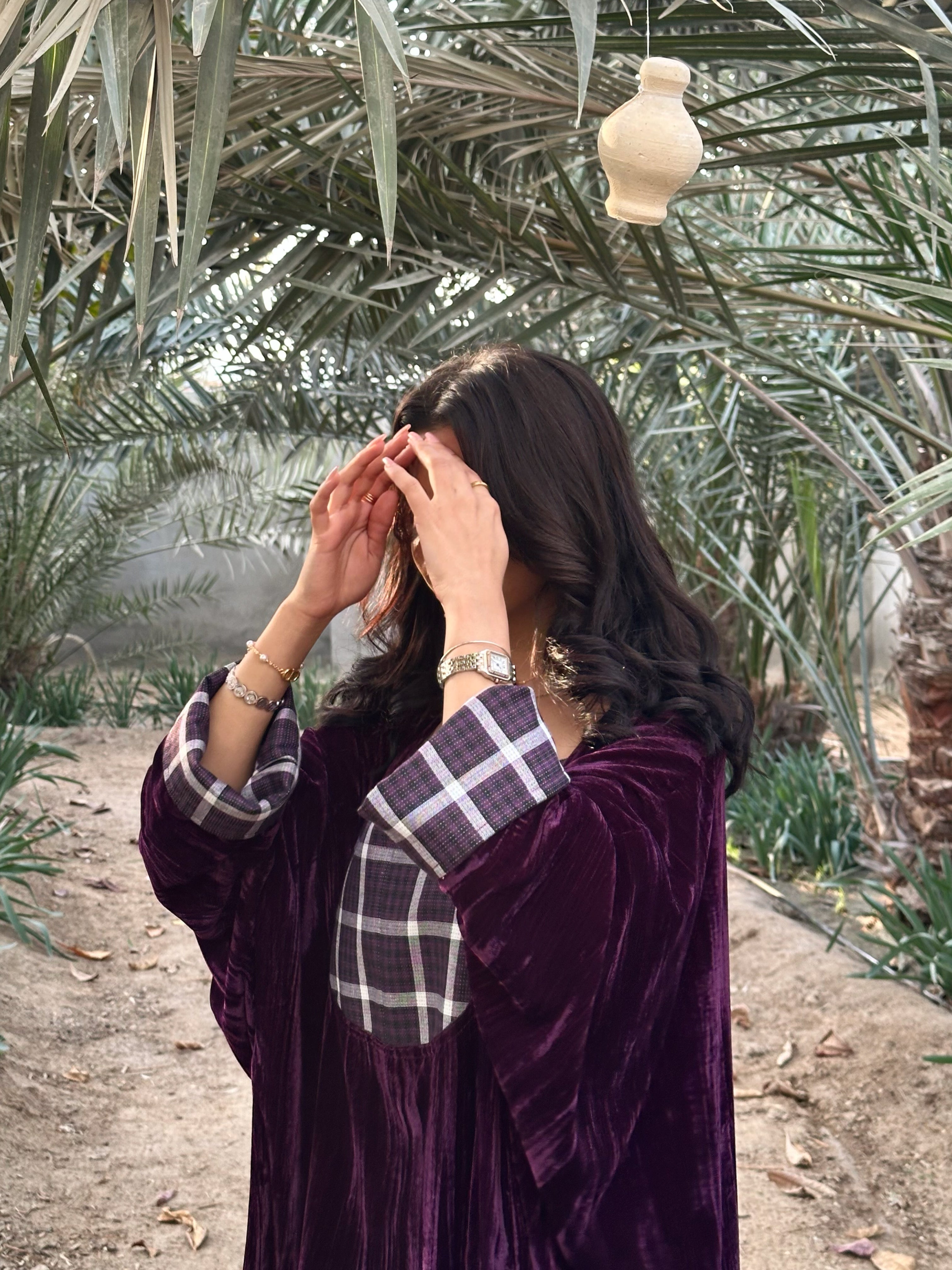 N155 - Velvet plaid kaftan