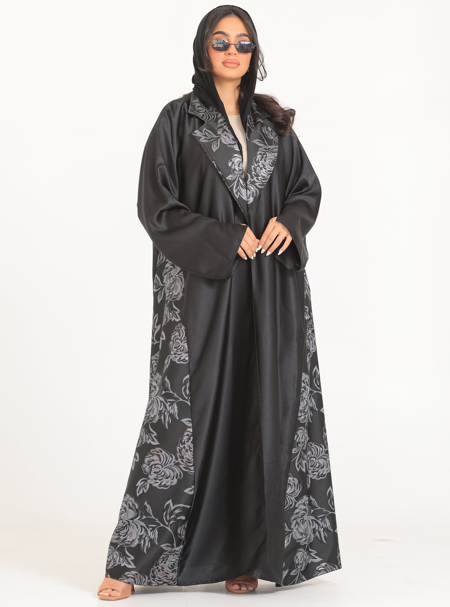 N031 - Occasions floral jacquard abaya
