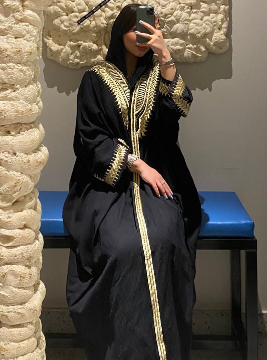 N001 - Black Bisht Linen Abaya