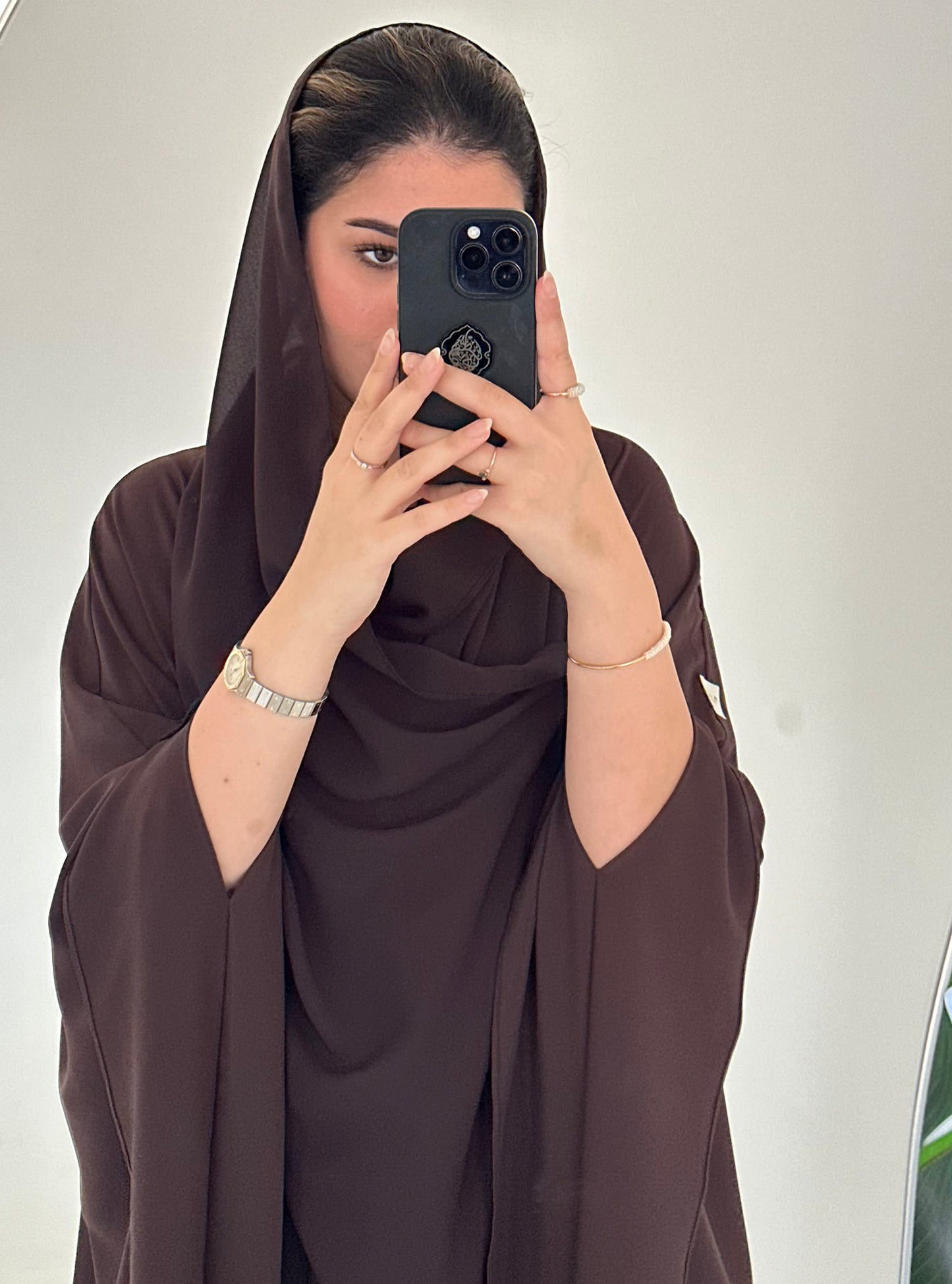 N057 - Brown butterfly abaya