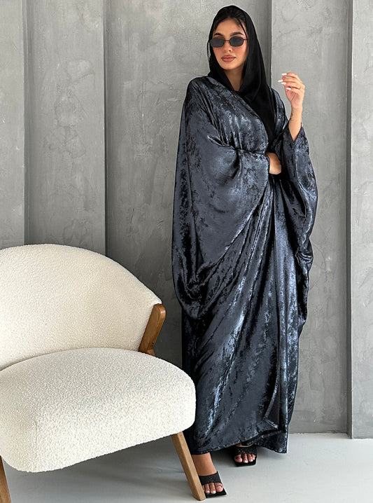 N026 - Shiny silk organza abaya