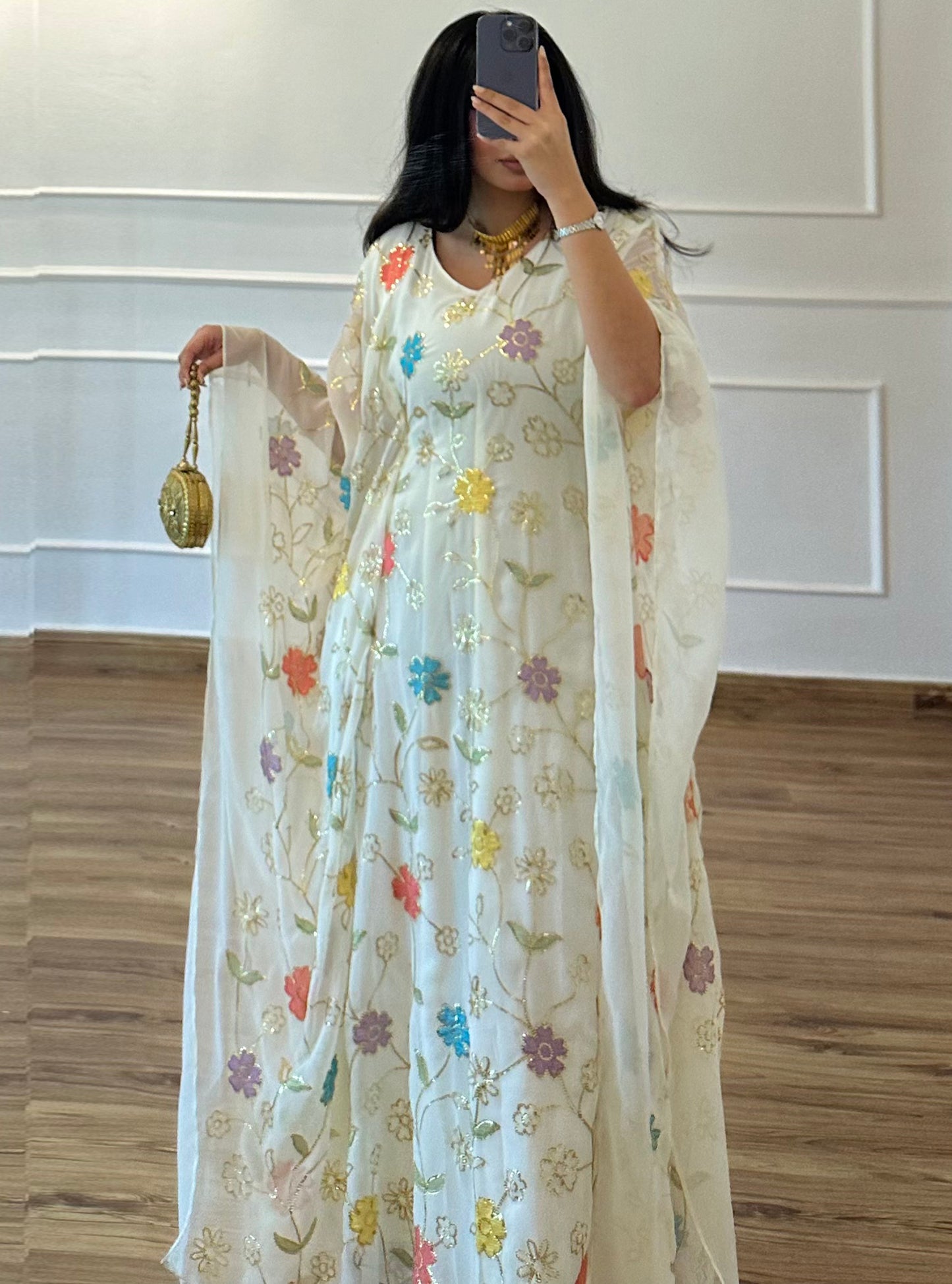 N038 -  Floral chiffon kaftan