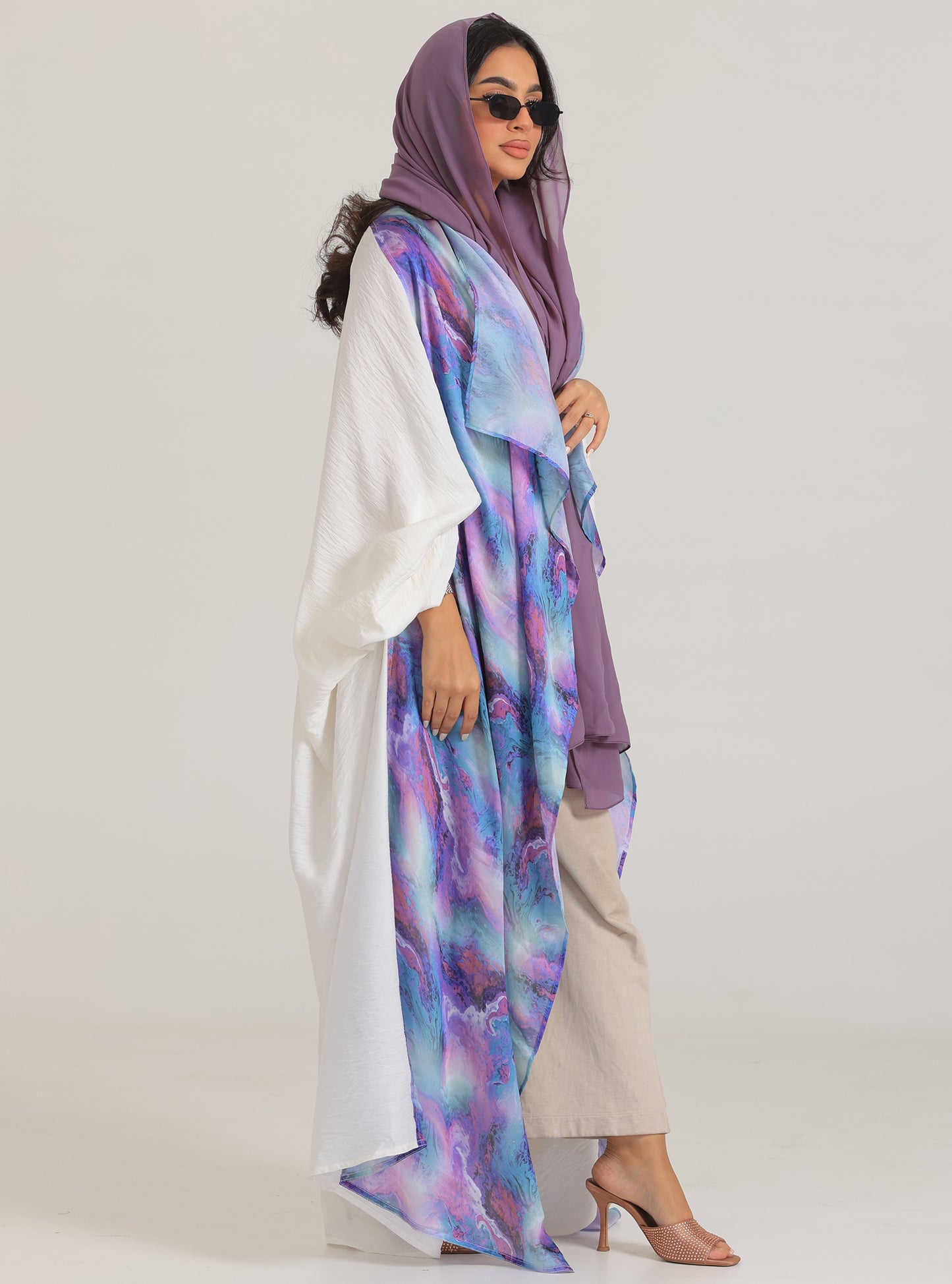 N028 - Linen abaya with tie die silk touch