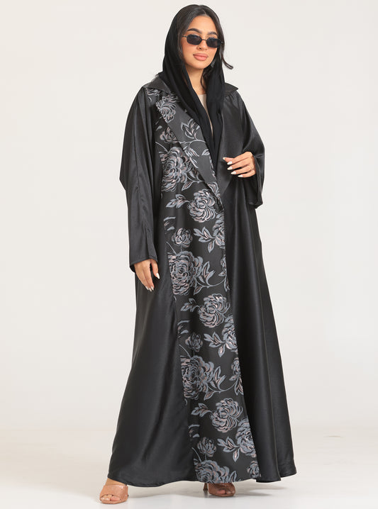 N030 - Occasions floral jacquard abaya