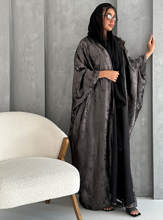 N025 - Shiny silk organza abaya