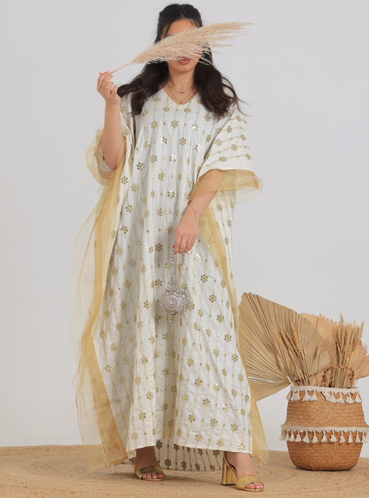 N011 - Off white embroidered jalabiya