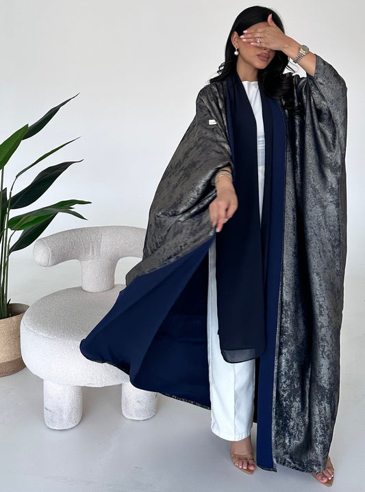 N054 - Shiny silk organza abaya