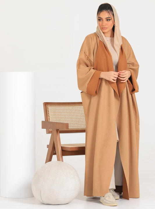 N005 - Chamois two-toned camel trench coat Abaya