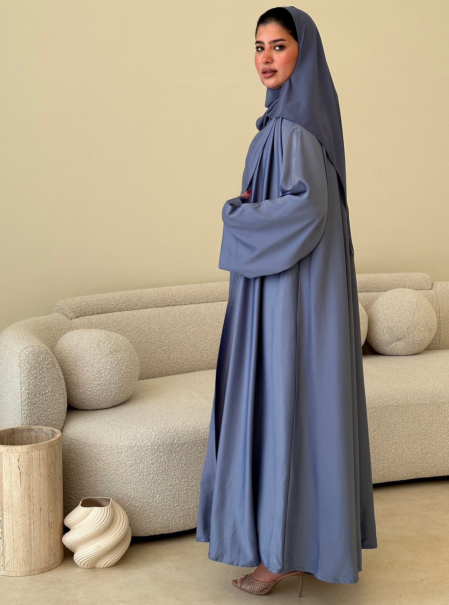 N082 - Blue abaya 3 piece set