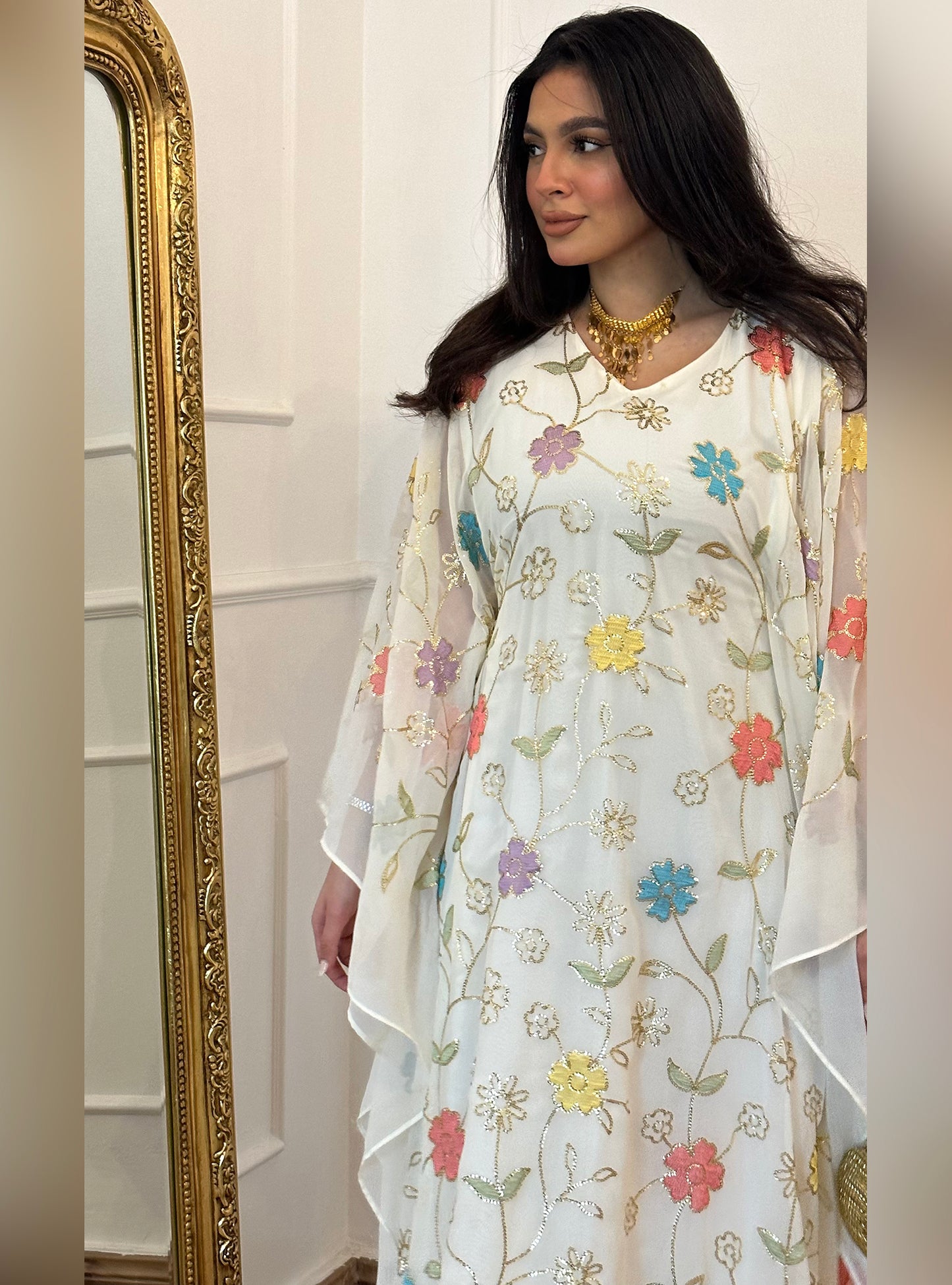 N038 -  Floral chiffon kaftan