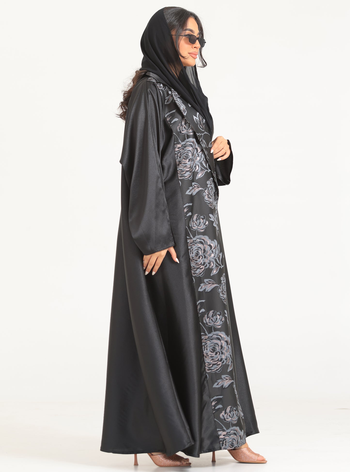 N030 - Occasions floral jacquard abaya