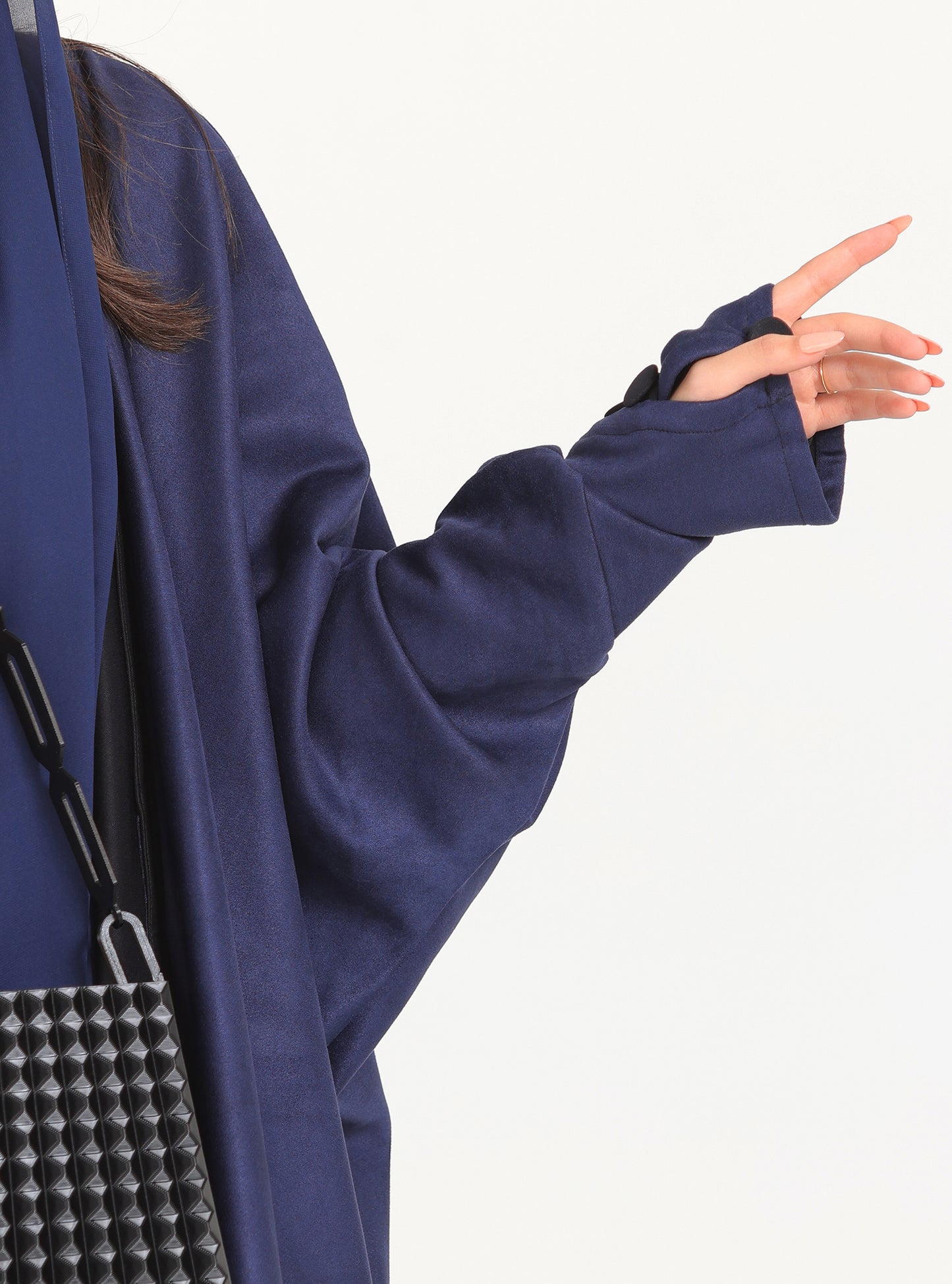 N009 - navy cuffed sleeves abaya